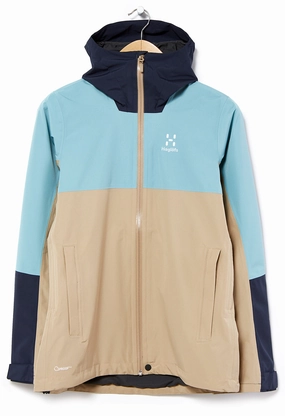 Stand Collar Casual Fit Silhouette Hagl?fs Women's Finch Proof Jacket - Sand/Frost Blue
