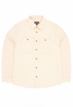 Patagonia Men's Point Reyes Canvas Shirt - Undyed Natural Day-To-Night Wear Round Collar