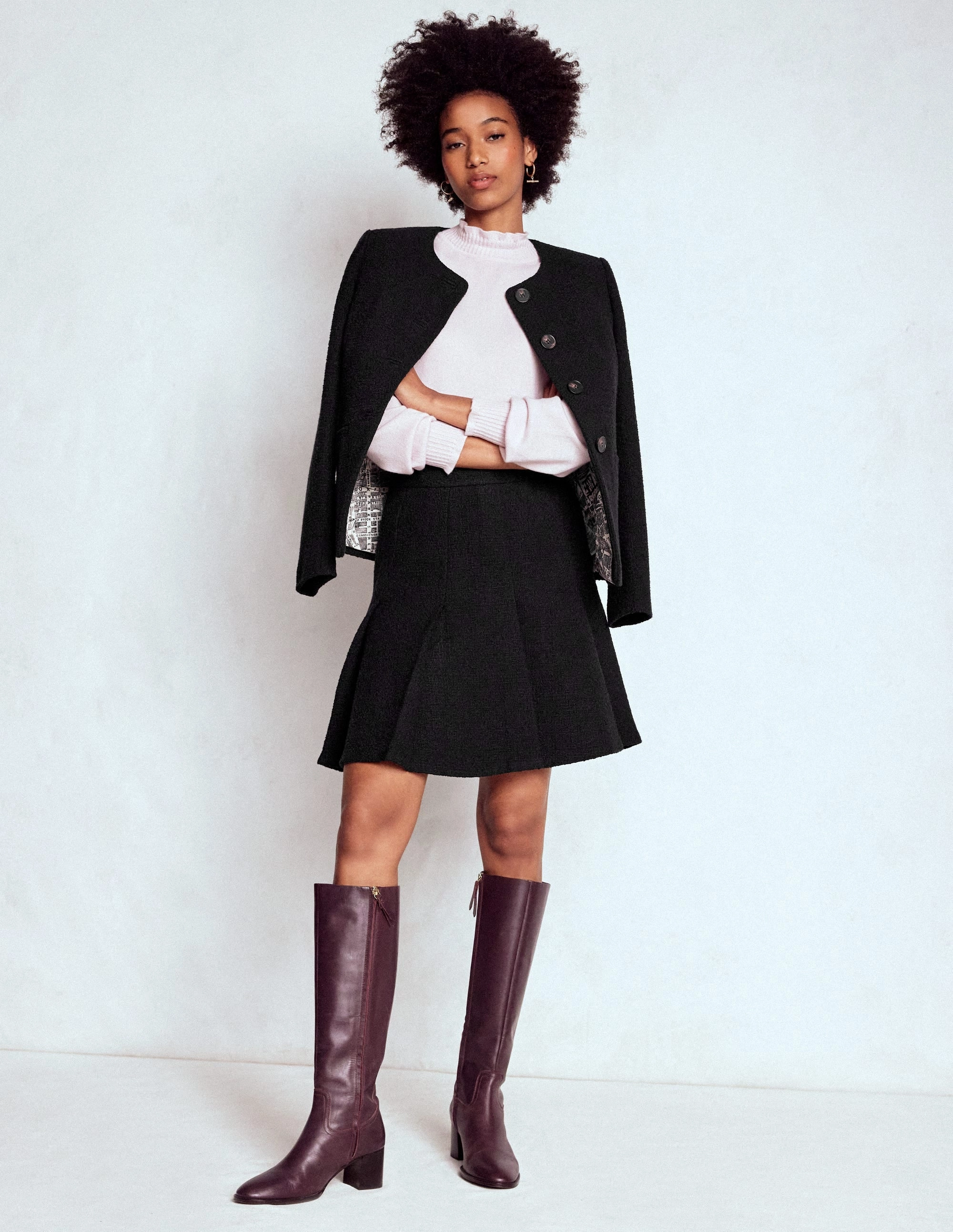 Easy Outfit Fashion Details Flippy Textured Skirt-Black