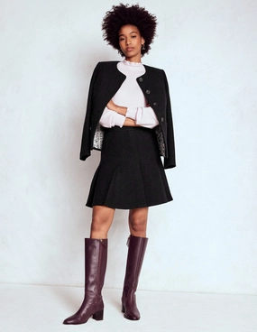Easy Outfit Fashion Details Flippy Textured Skirt-Black