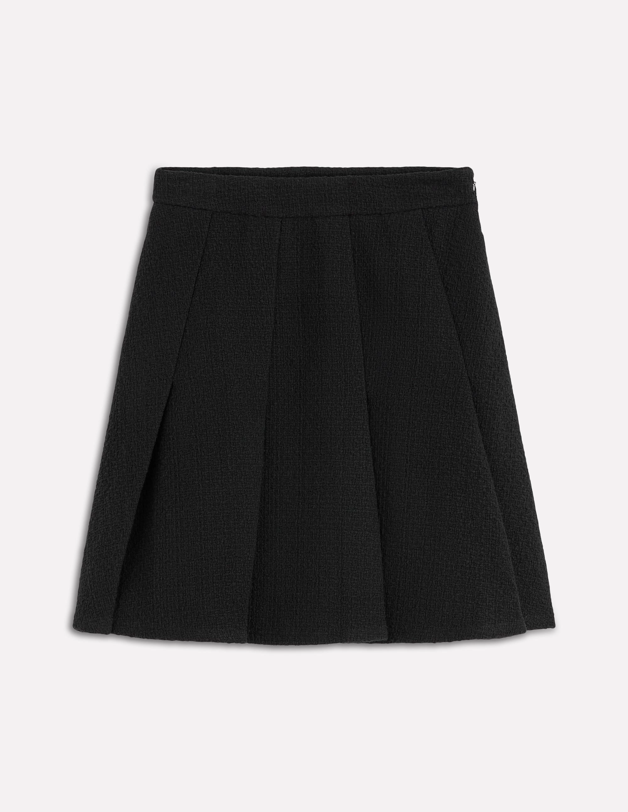 muted tone Flippy Textured Skirt-Black