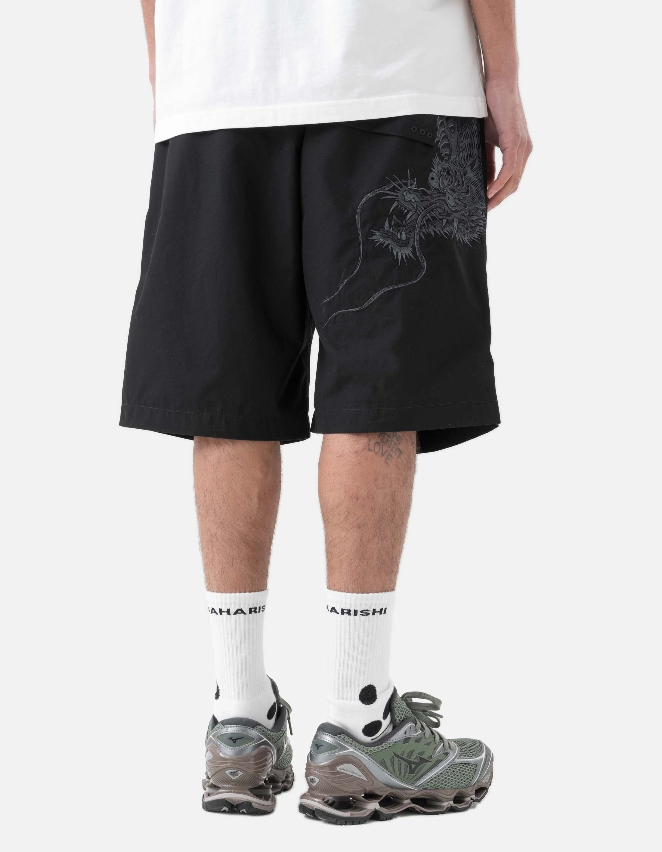 6094 Tiger Dragon Loose Snoshorts Black Tonal UPF Protection Quick Drying Fabric