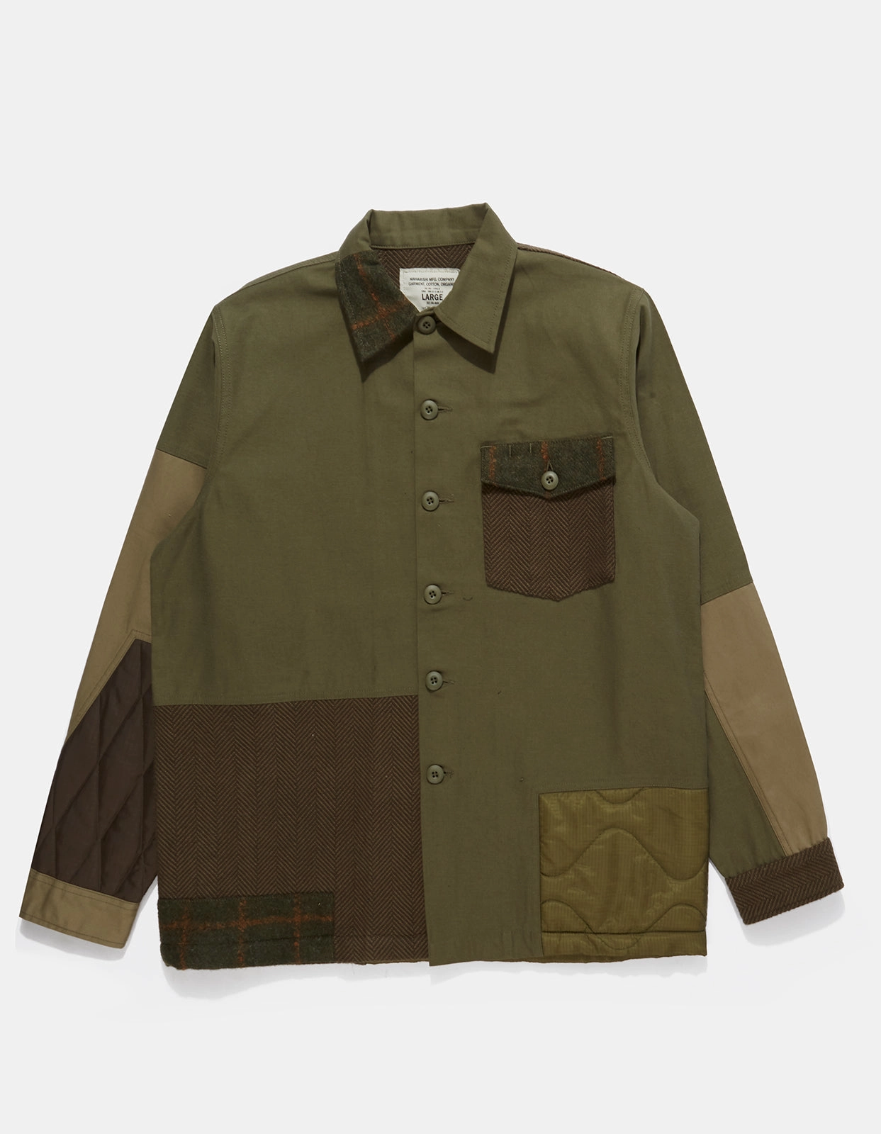 4084 Upcycled Utility Overshirt Olive Gender Neutral