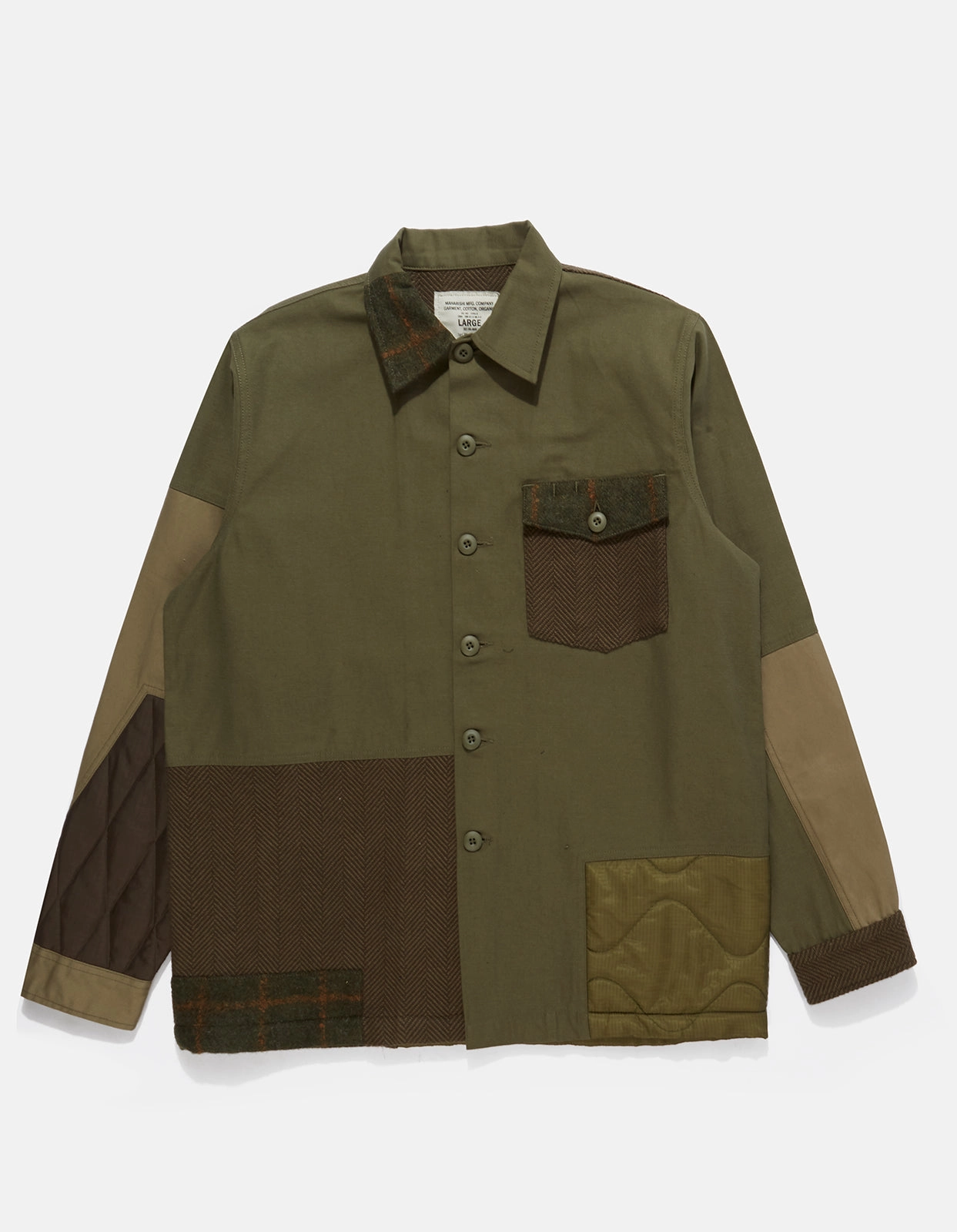 4084 Upcycled Utility Overshirt Olive Workwear Approved Wrinkle Free Care