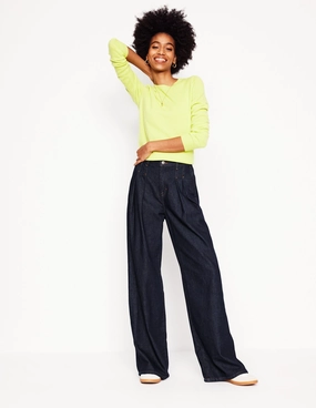 Mid Rise Fluid Denim Trousers-Indigo Rinse Tailored Fit