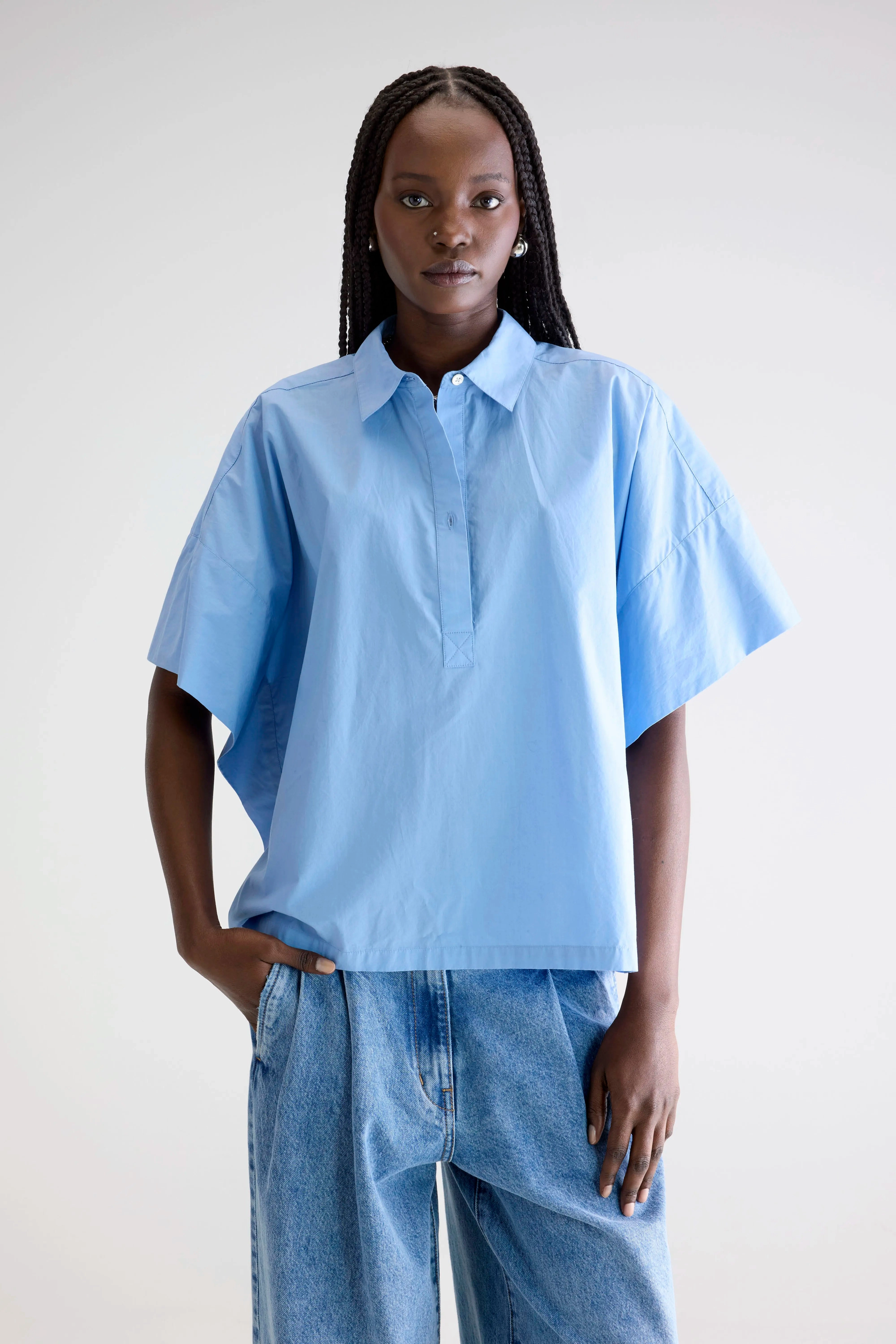 Functional Fashion Unisex style Cairn short-sleeve shirt (252 / W / BLUE SHIRT)