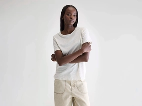 Covi short-sleeve t-shirt (252 / W / OYSTER) ReinforcedHems Convertible Neckline