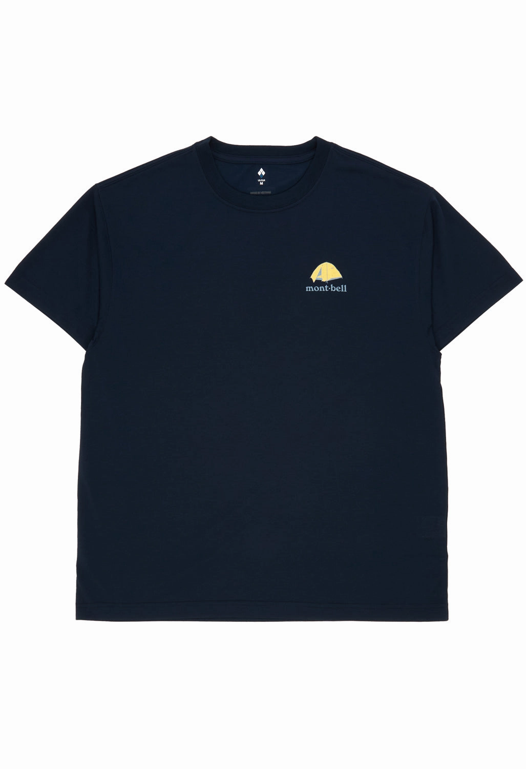 Wide Neck Opening Montbell Men's Wickron Mountain Camping T-Shirt - Navy