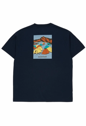 Trendy Fabric Eco Friendly Fabric Montbell Men's Wickron Mountain Camping T-Shirt - Navy