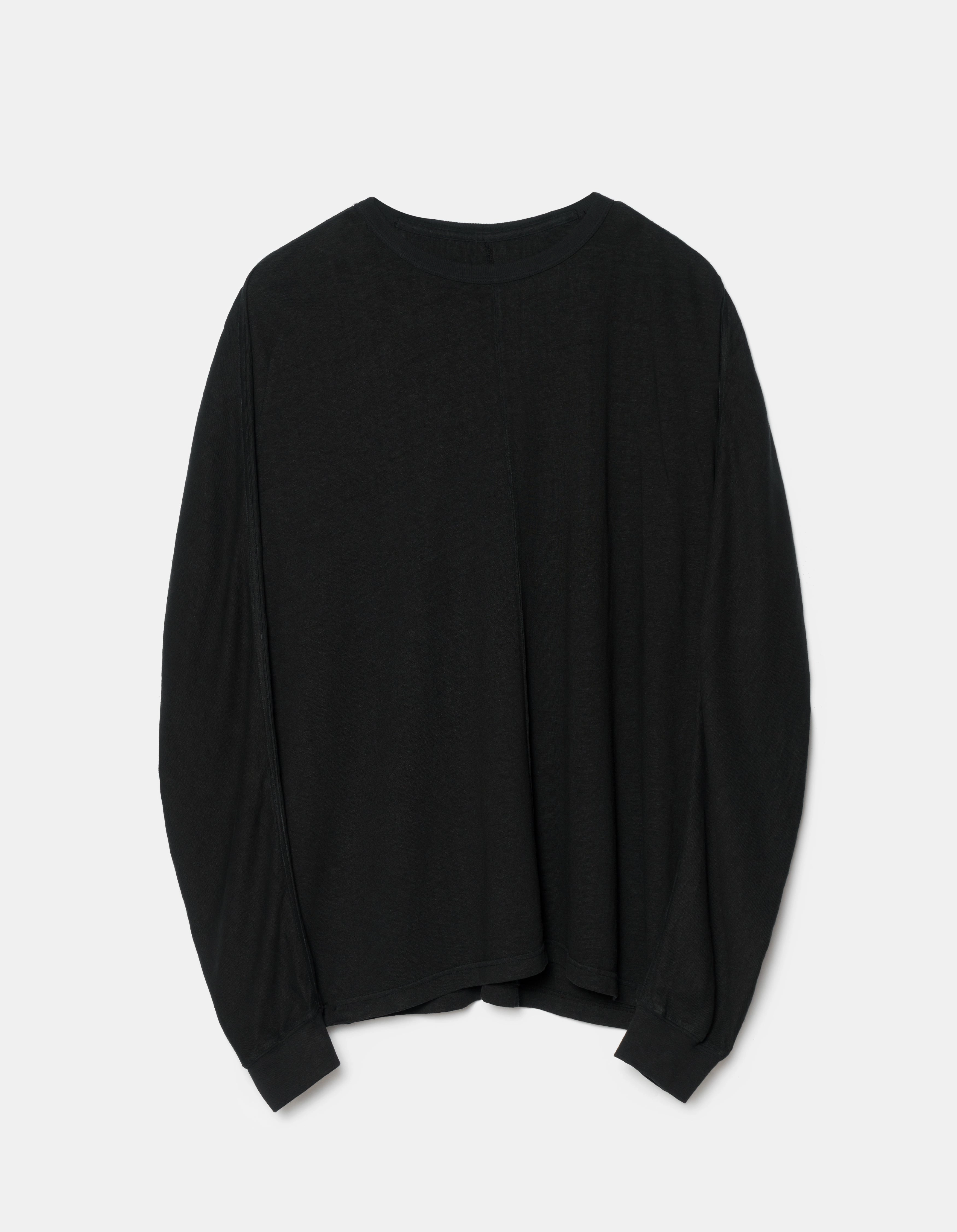5245 Hemp Cross Oversized L/S T-Shirt Black Minimalist Silhouette