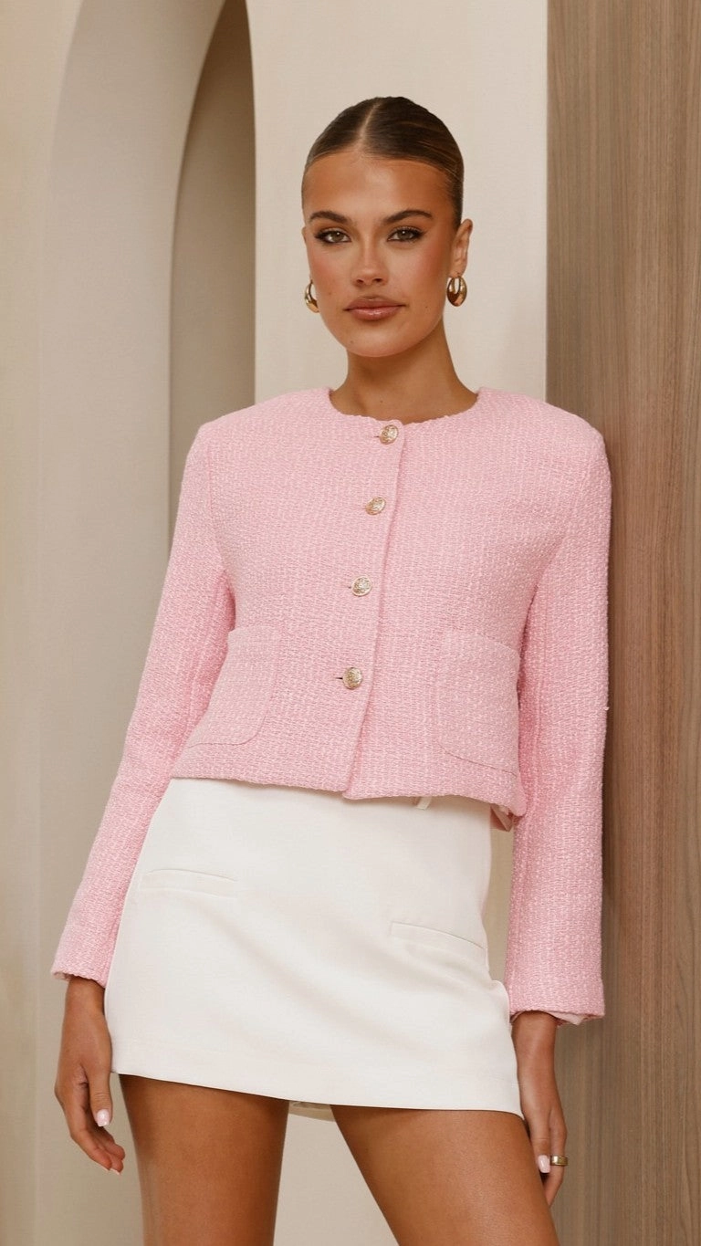 Laina Jacket - Pink Magnetic Closure Modular Layering