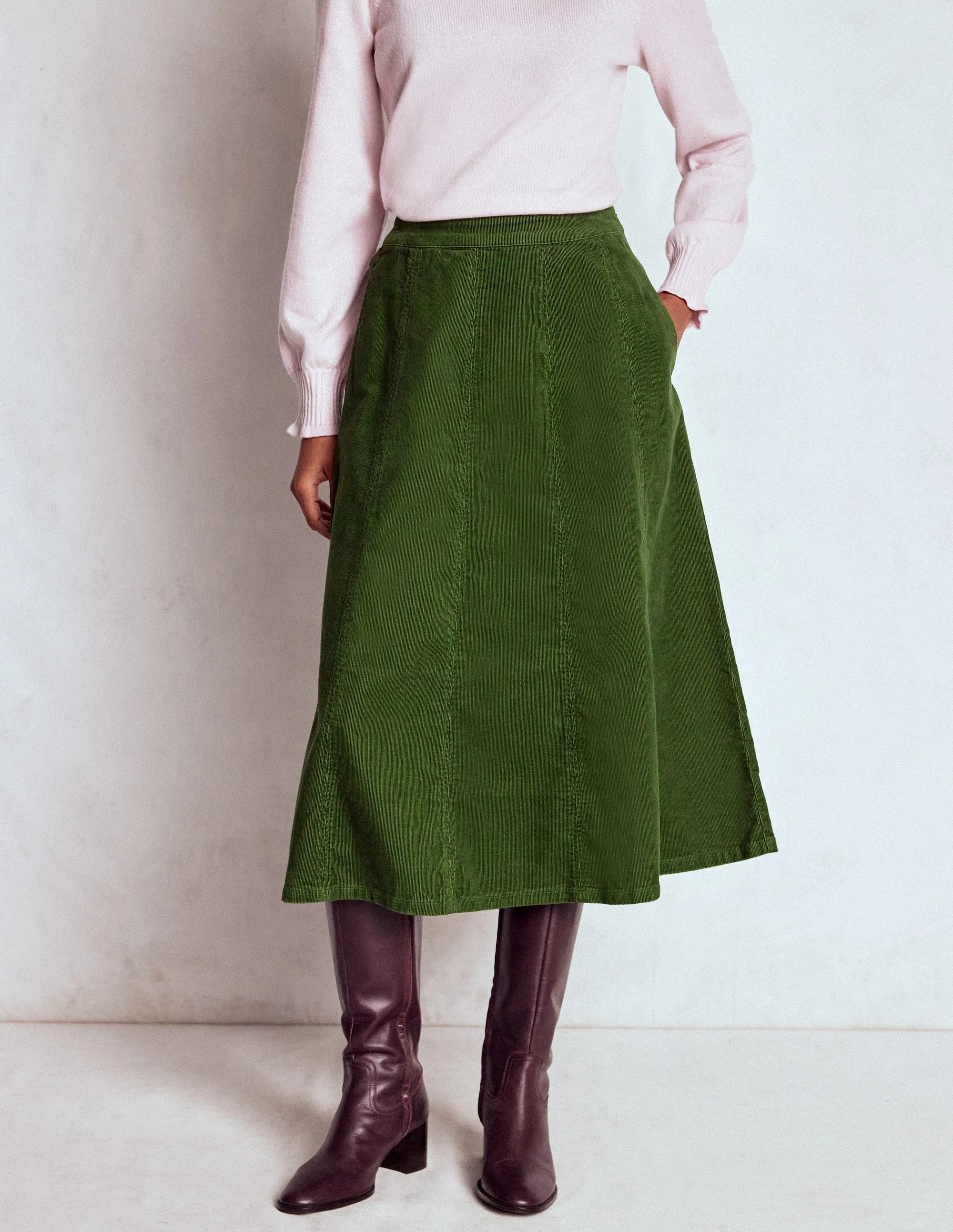 Joy Cord Midi Skirt-Fern Affordable Fashion