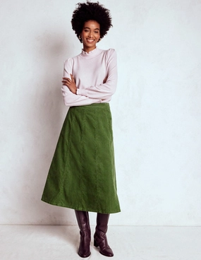 Joy Cord Midi Skirt-Fern Double Layer