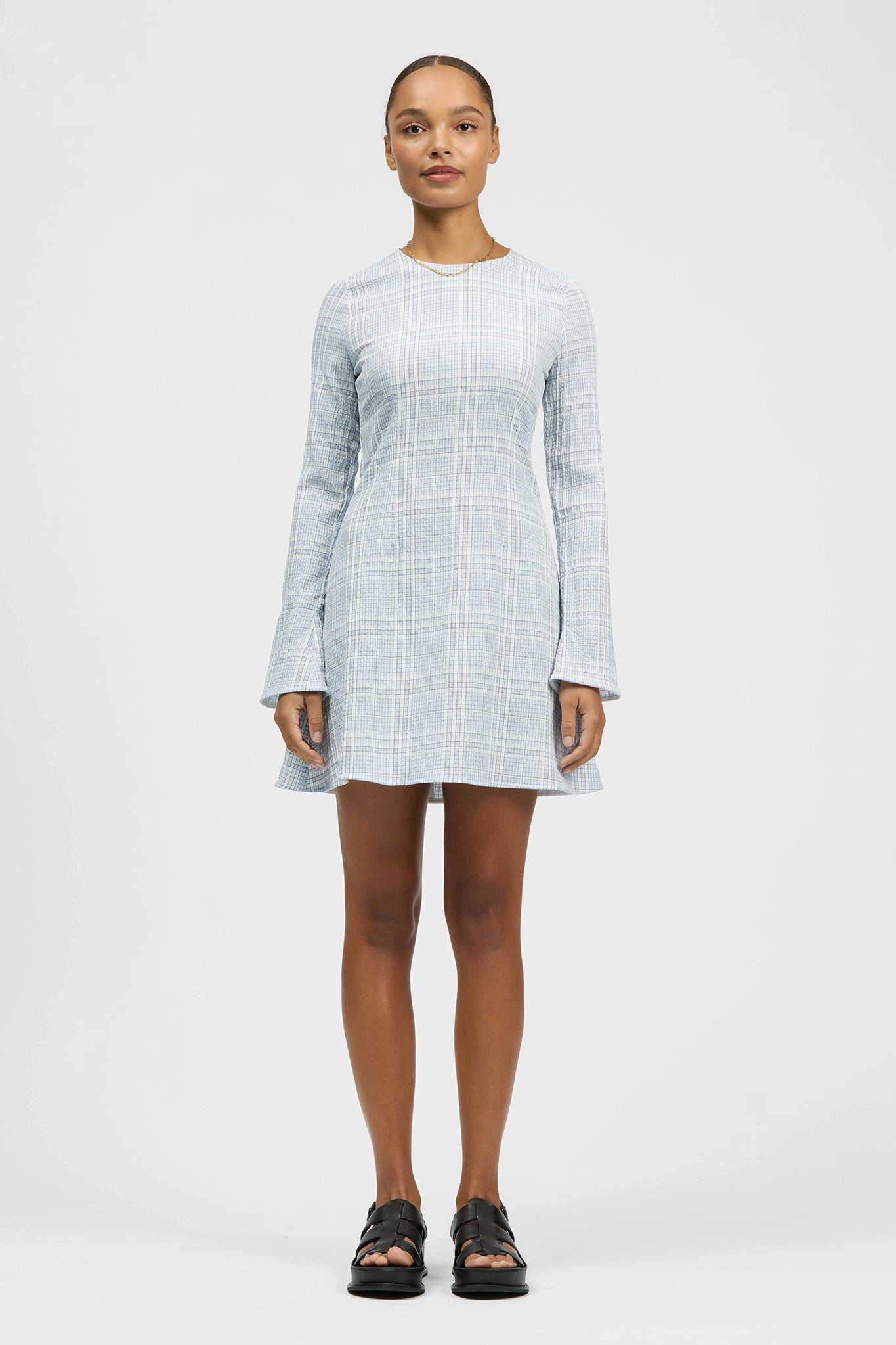 Motlawa Dress Light Blue Check Chill Base Bold Style