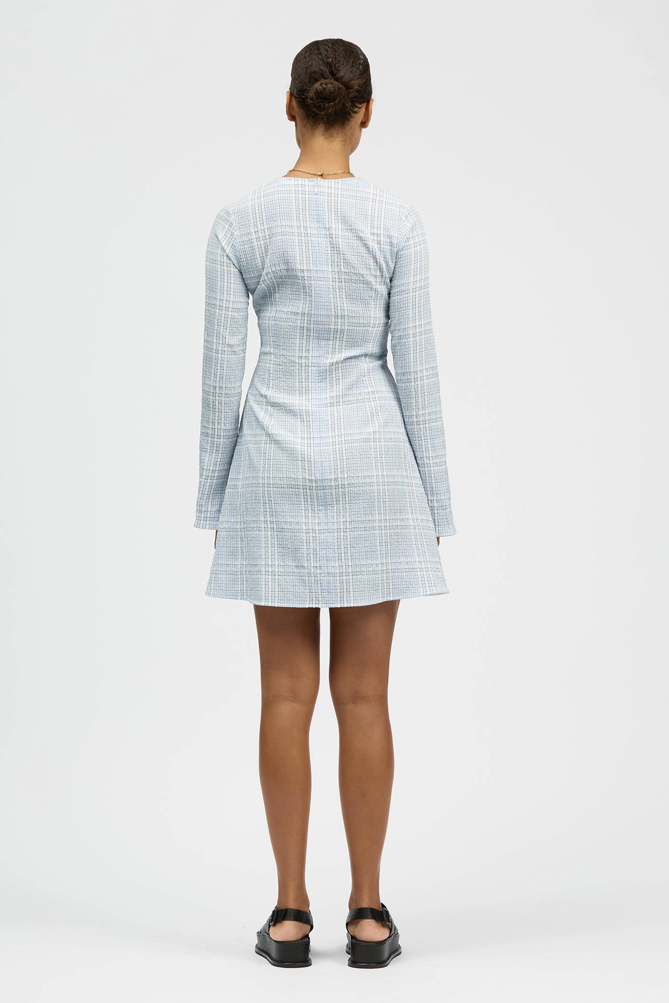 Motlawa Dress Light Blue Check Day Glow