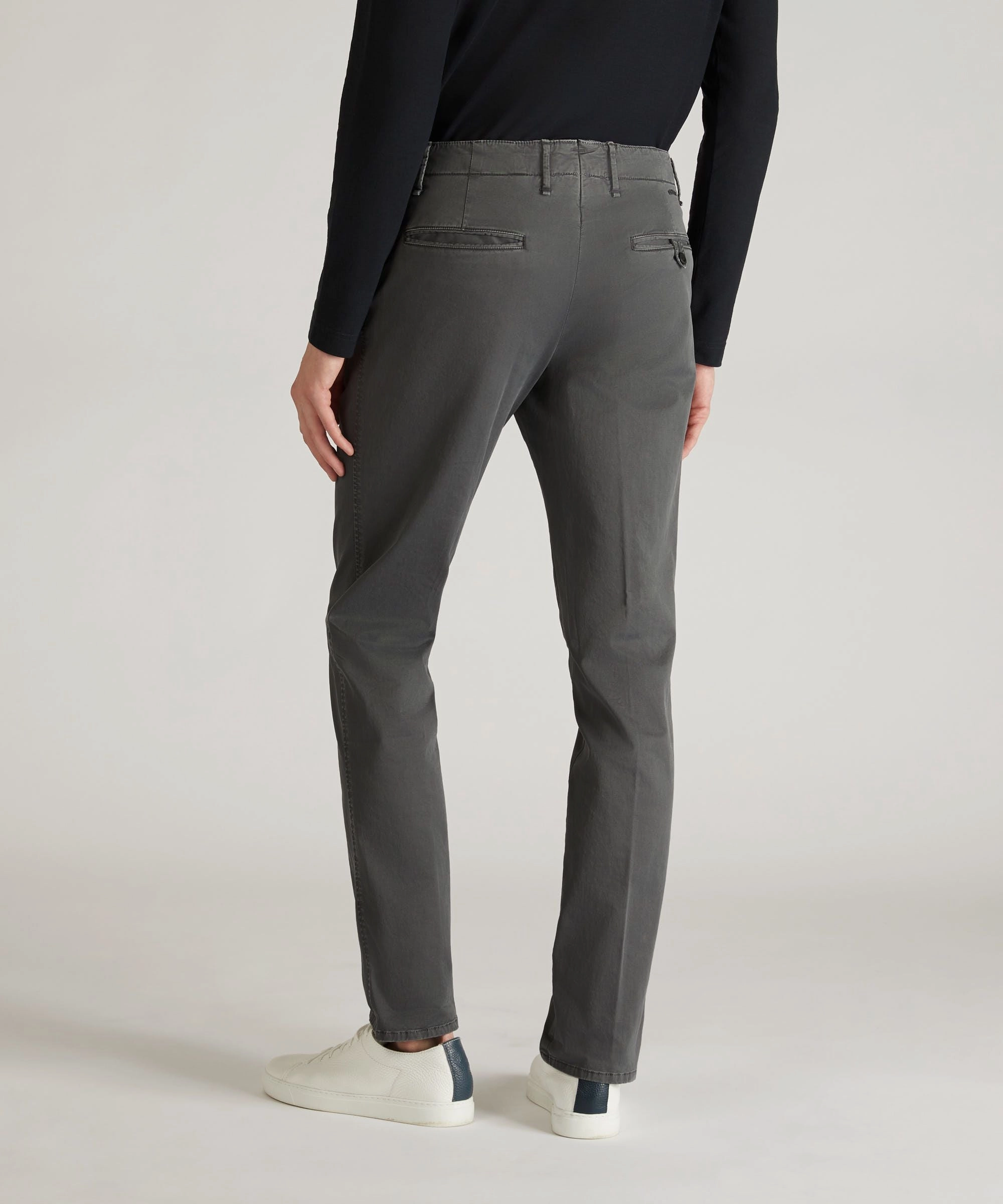 Slim-fit certified stretch gabardine trousers UV protection coating