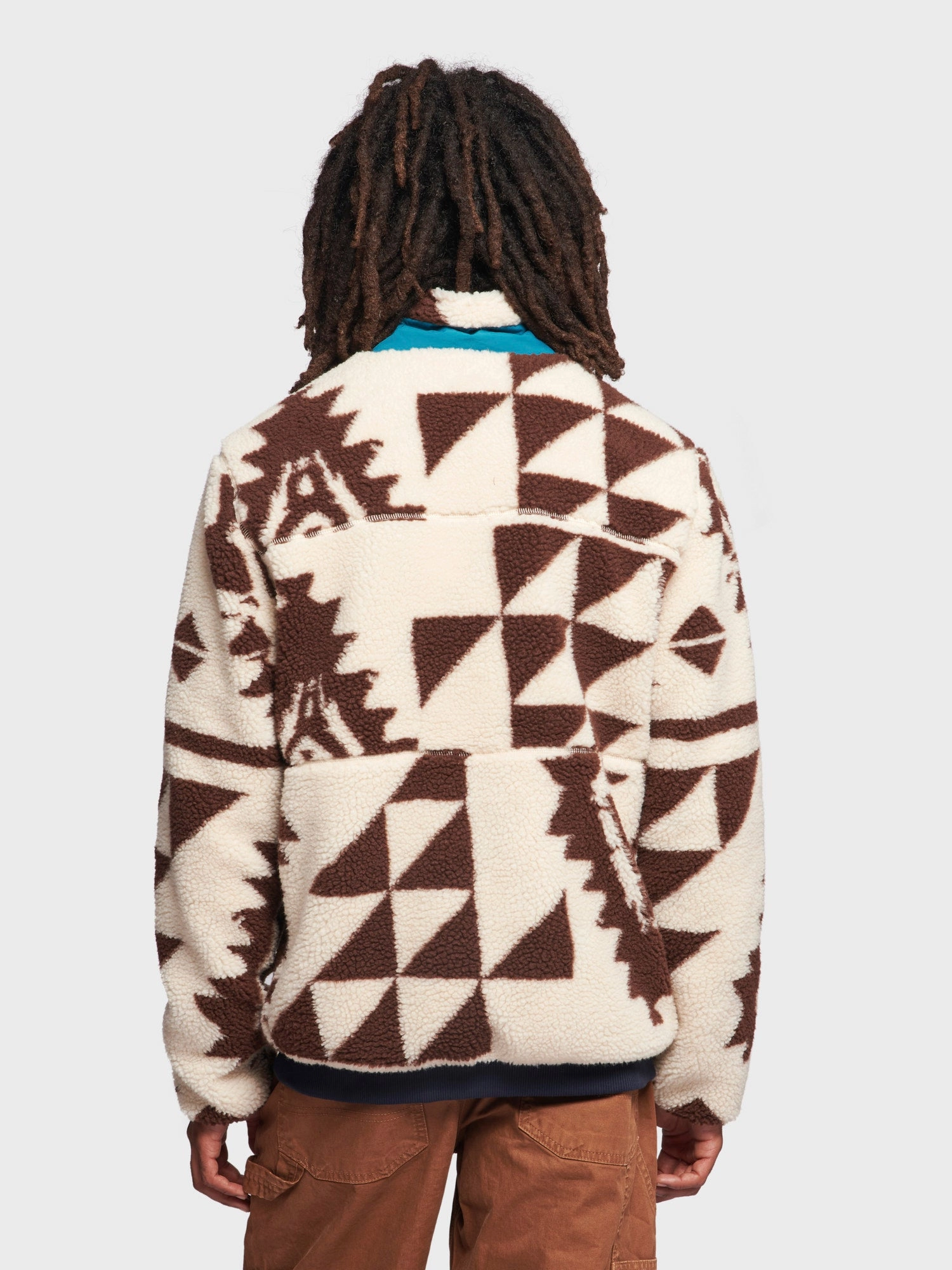 Winter Geo Mattawa Borg Fleece Jacket in Shaved Chocolate Refined Casual