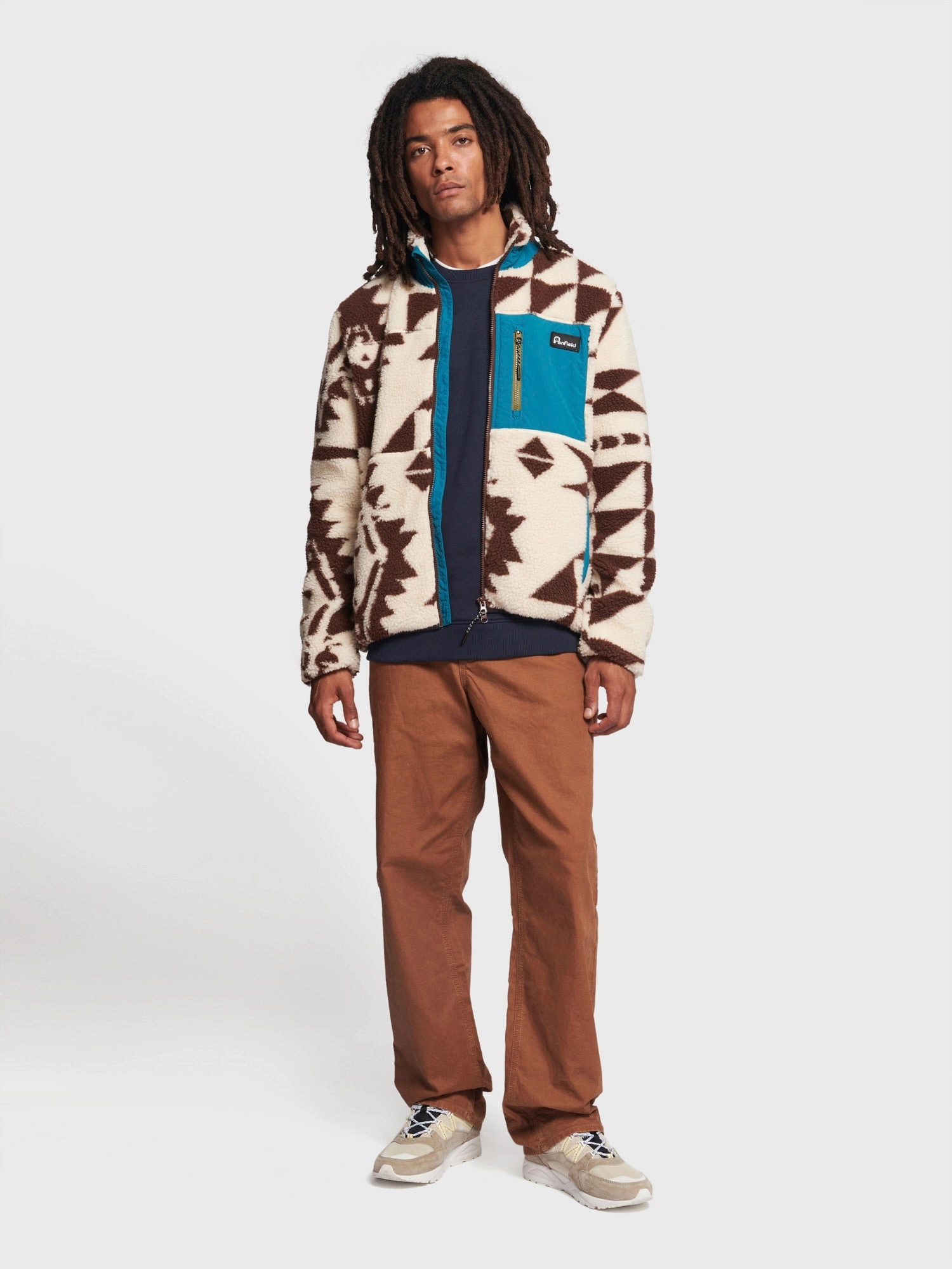 Winter Geo Mattawa Borg Fleece Jacket in Shaved Chocolate TapedSeamConstruction City Commuter