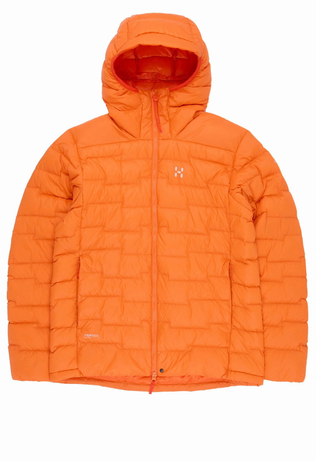 Haglofs Men's ROC Flash Down Hooded Jacket - Blaze Orange Adjustable Cuff Design