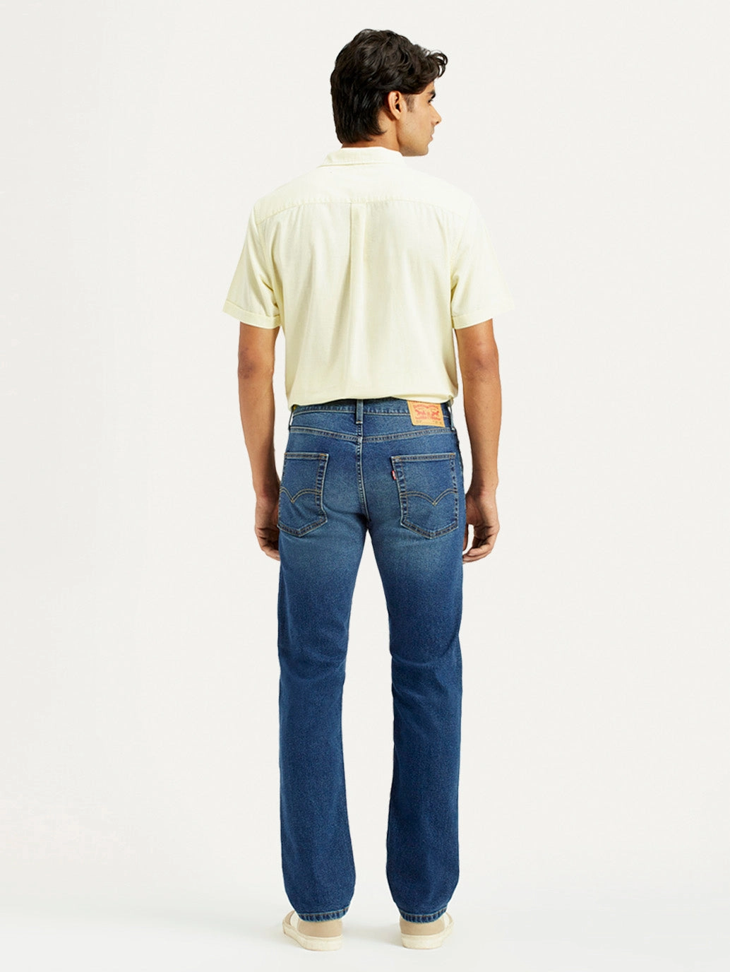 Men's 513 Dark Indigo Slim Straight Fit Mid Rise Jeans Foundation Wear Neutral Vibrant Chill Outfit