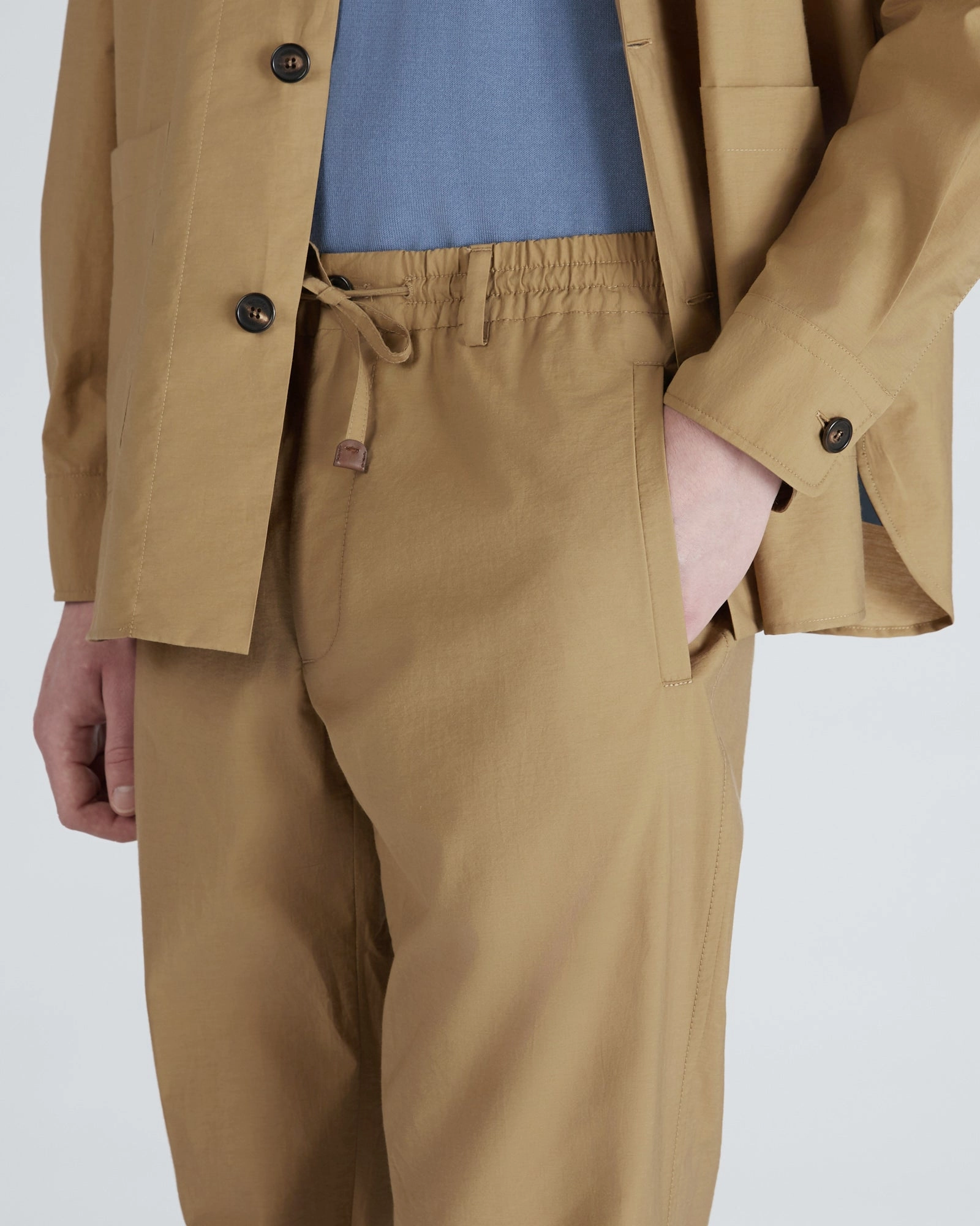 Urban Look Tapered-fit cotton and technical fabric trousers
