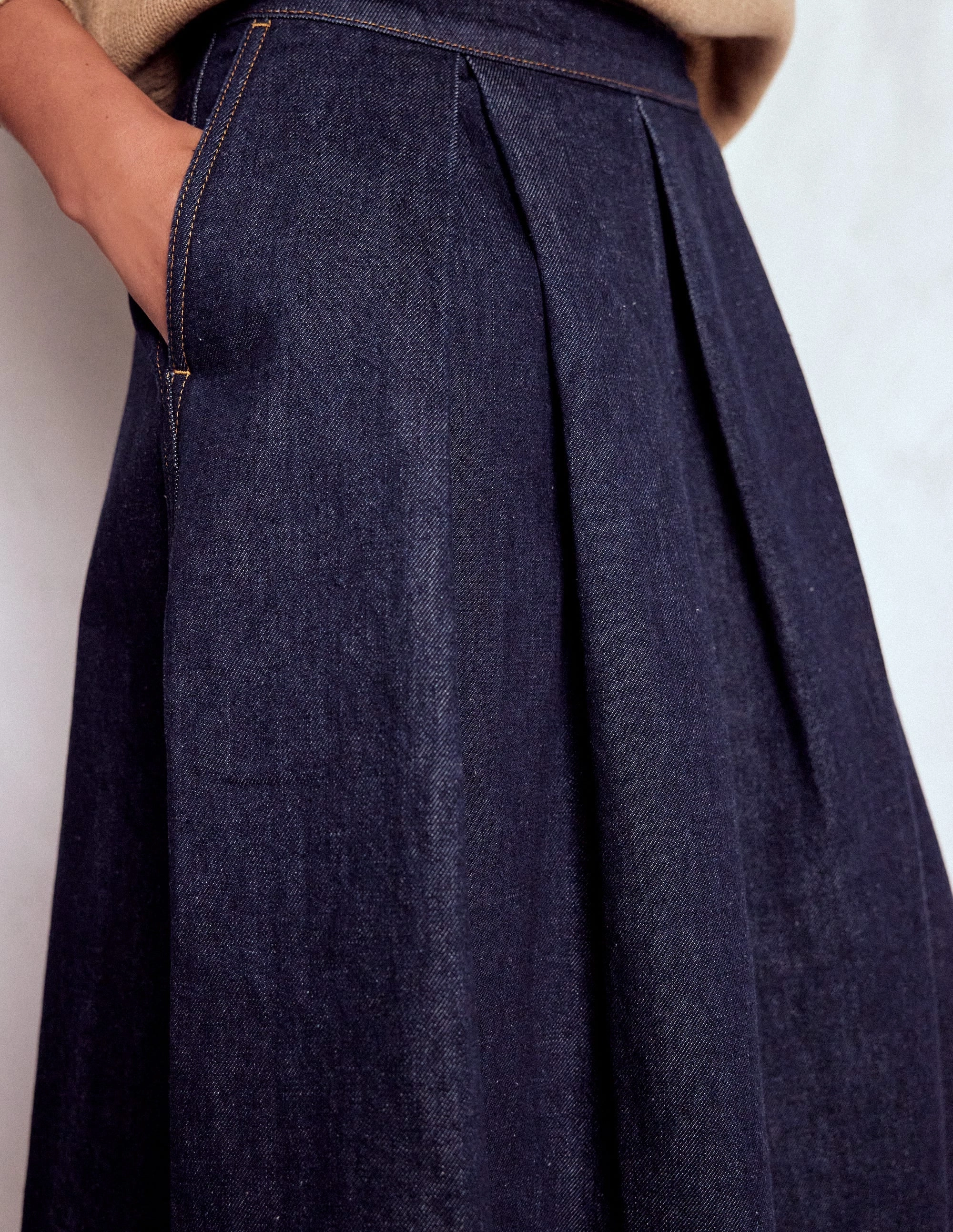 Verity Denim Midi Skirt-Indigo Neat Fit