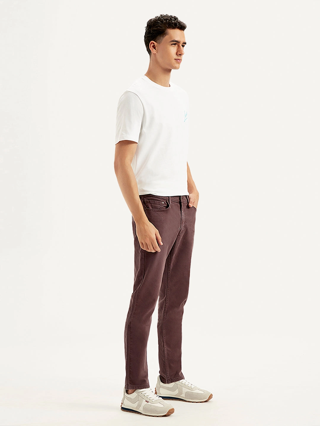 Winter Warmth Minimalist Men's 512 Brown Slim Tapered Fit Mid Rise Jeans