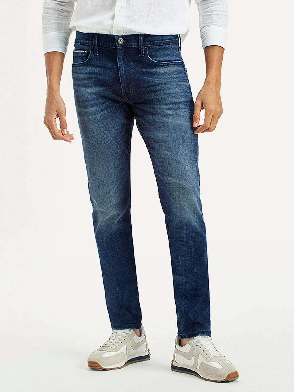 Men's 512 Dark Indigo Slim Tapered Fit Mid Rise Jeans Elegant Vibrant Textured Casual Edge