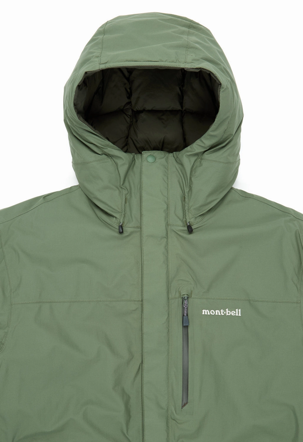 Friction Reducing Lining snag resistant Montbell Men's Aspen Down Half-Length Coat - Khaki