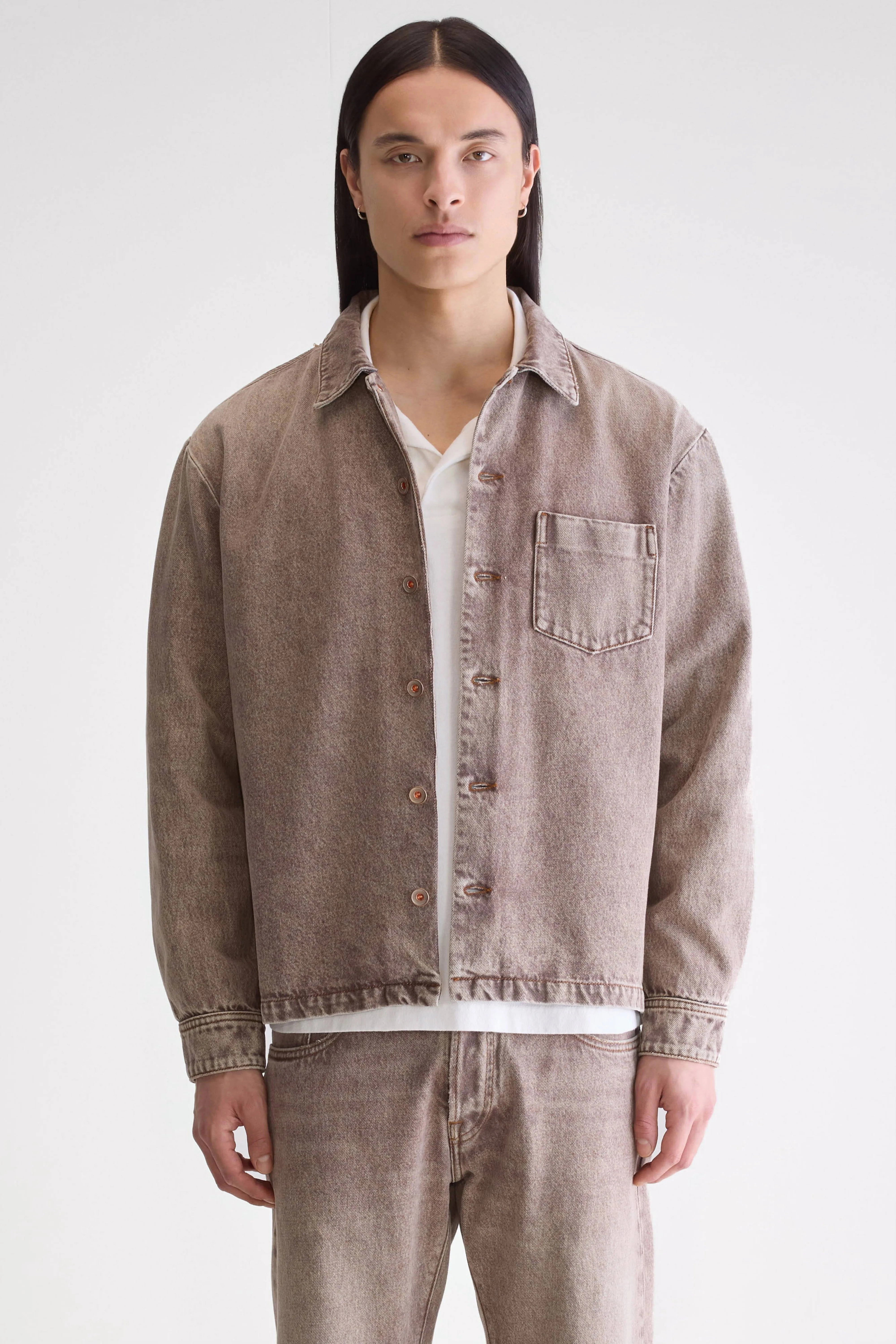 Goney denim overshirt (252 / M / BROWN SNOW) ConvertibleCollar