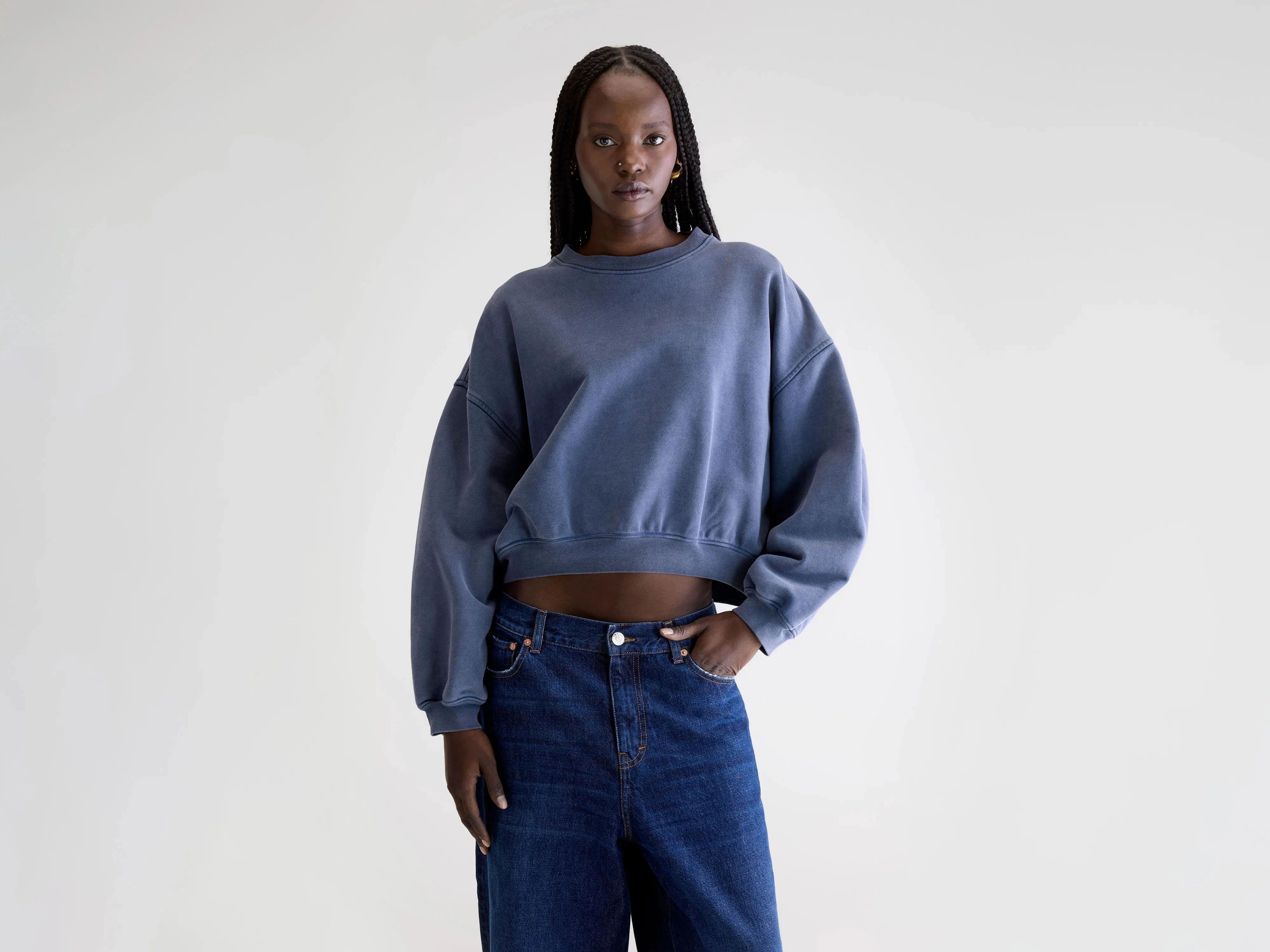 Fancy cropped crewneck sweatshirt (252 / W / BLUES) product keychain convenience