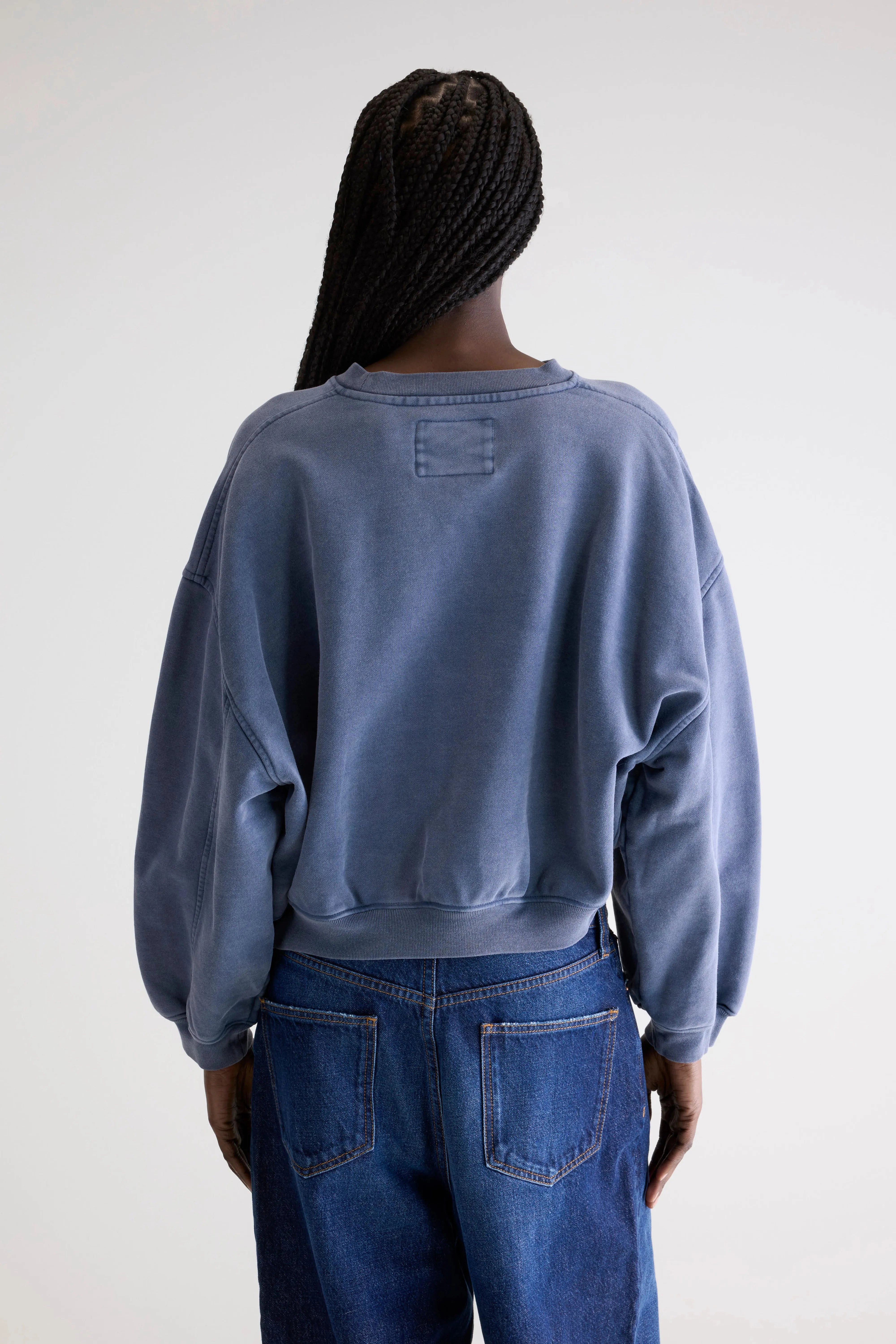 product patch uniqueness packable Fancy cropped crewneck sweatshirt (252 / W / BLUES)