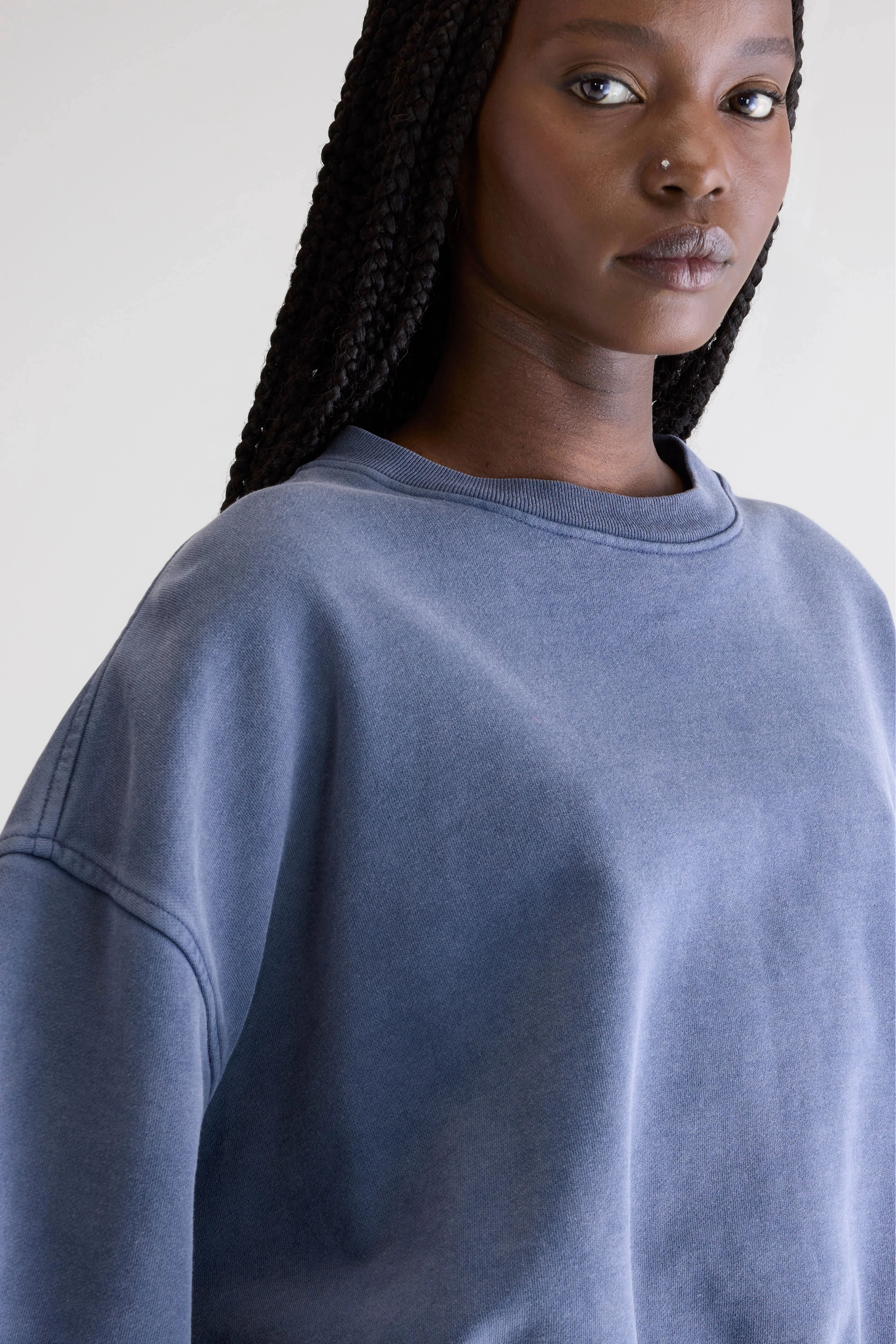 Casual Wear product surfing suitability Fancy cropped crewneck sweatshirt (252 / W / BLUES)