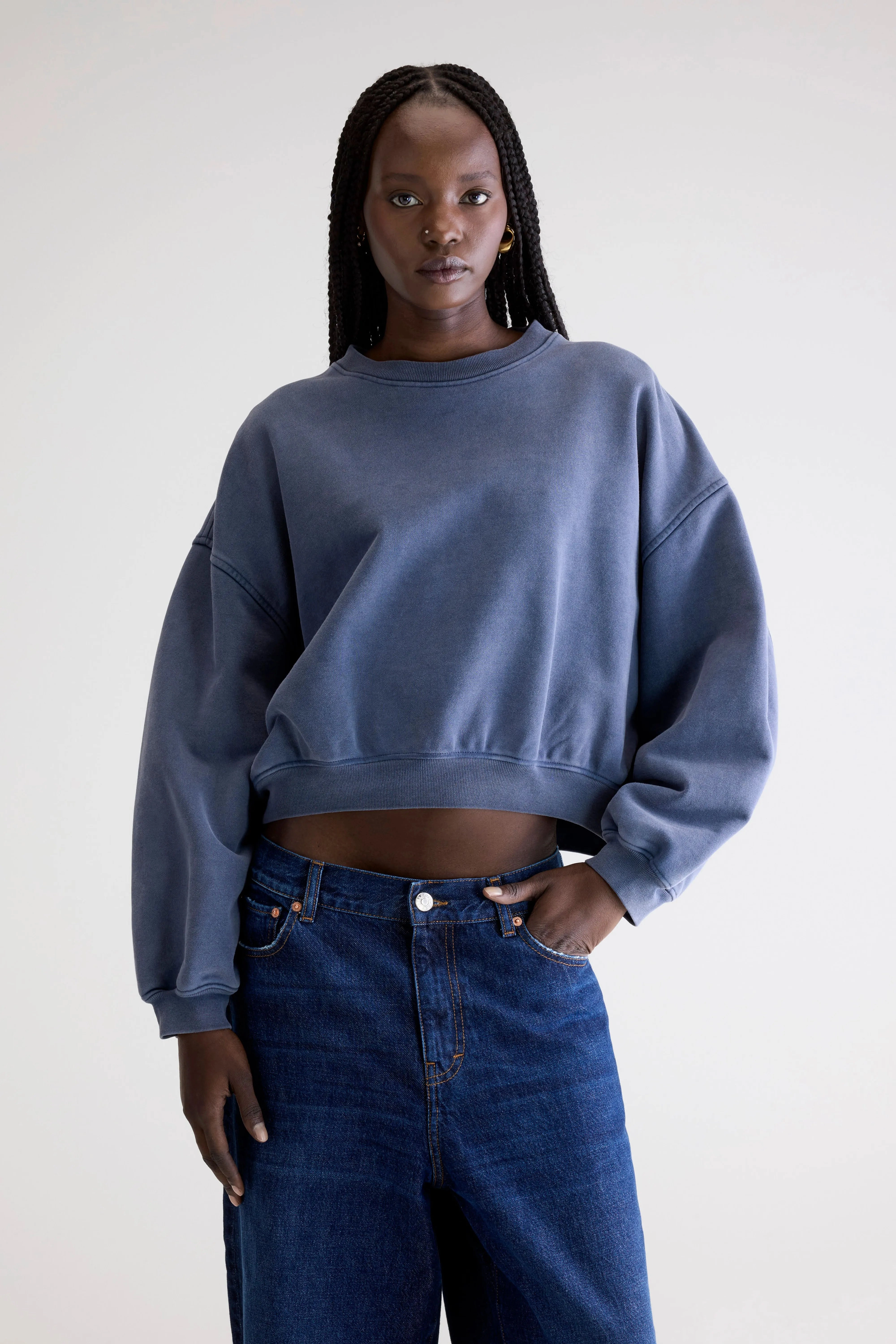 Timeless Relaxed Fancy cropped crewneck sweatshirt (252 / W / BLUES)