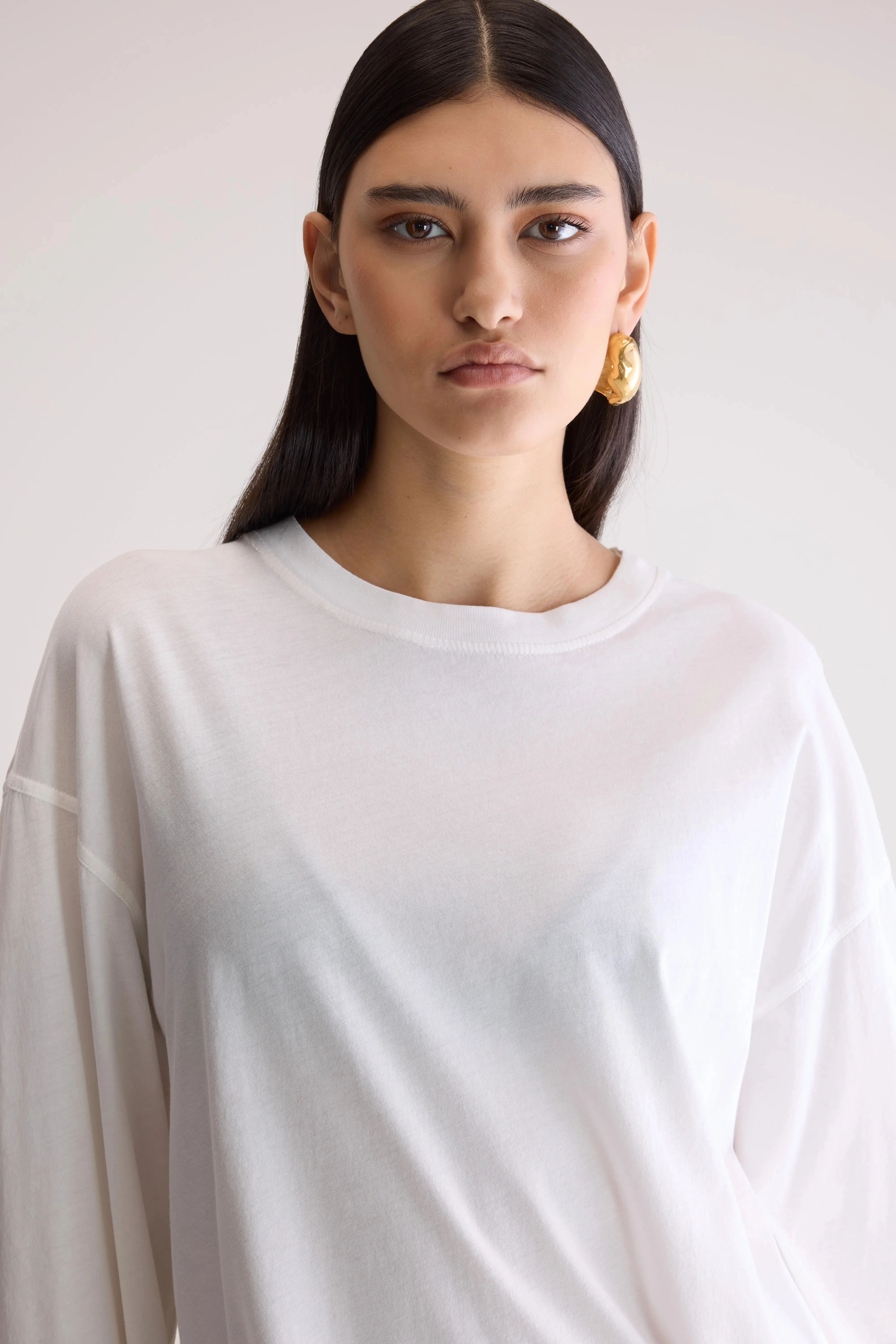 Fandy long sleeve t-shirt (252 / W / WHITE) PlacketDetail Anti Pilling Finish