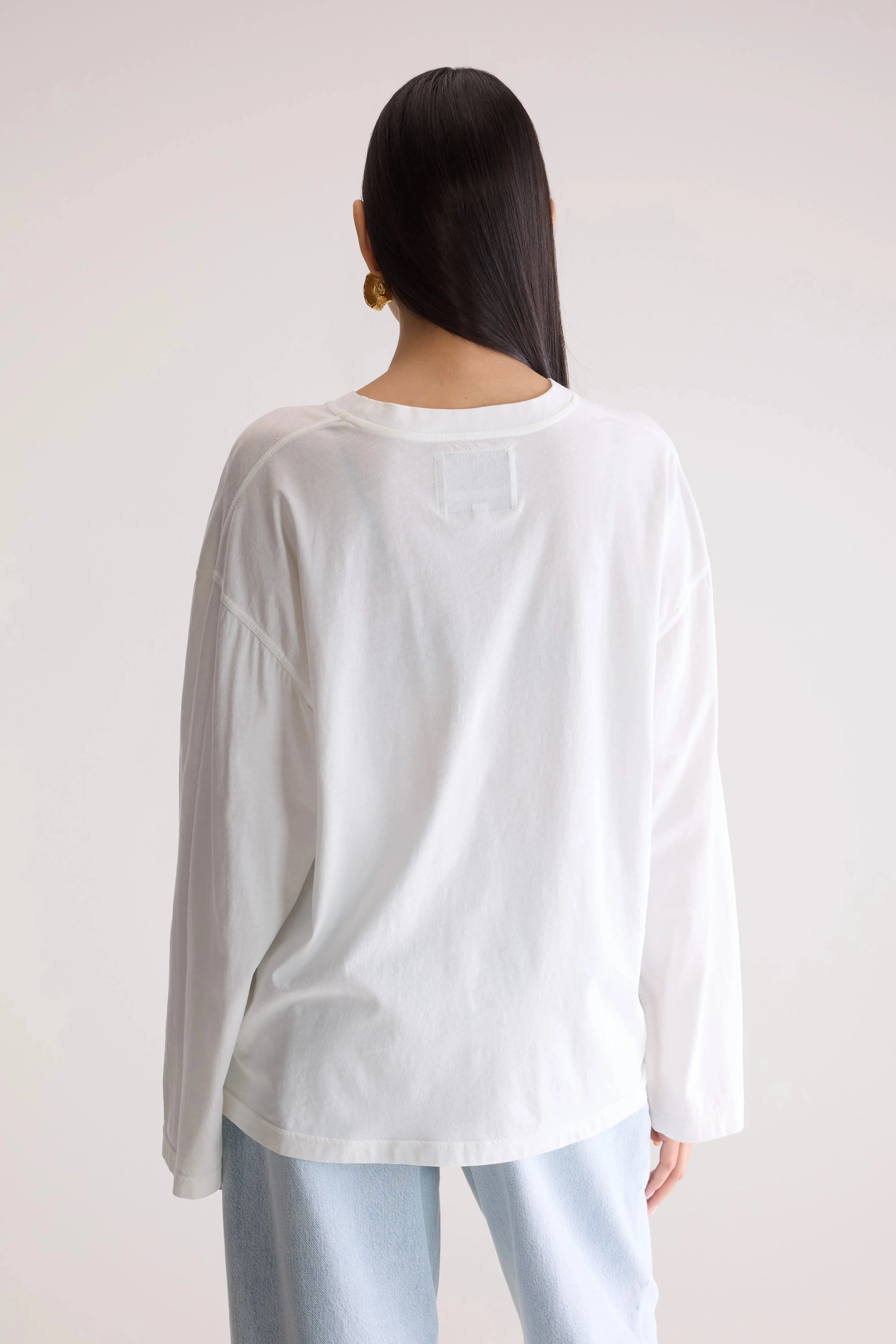 Two Tone Texture Effect Easycare Fandy long sleeve t-shirt (252 / W / WHITE)
