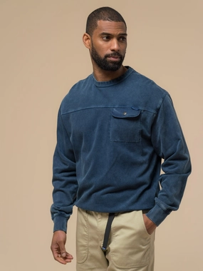 fluffy texture Penfield Mens Newchester Panelled Sweatshirt in Navy Blue