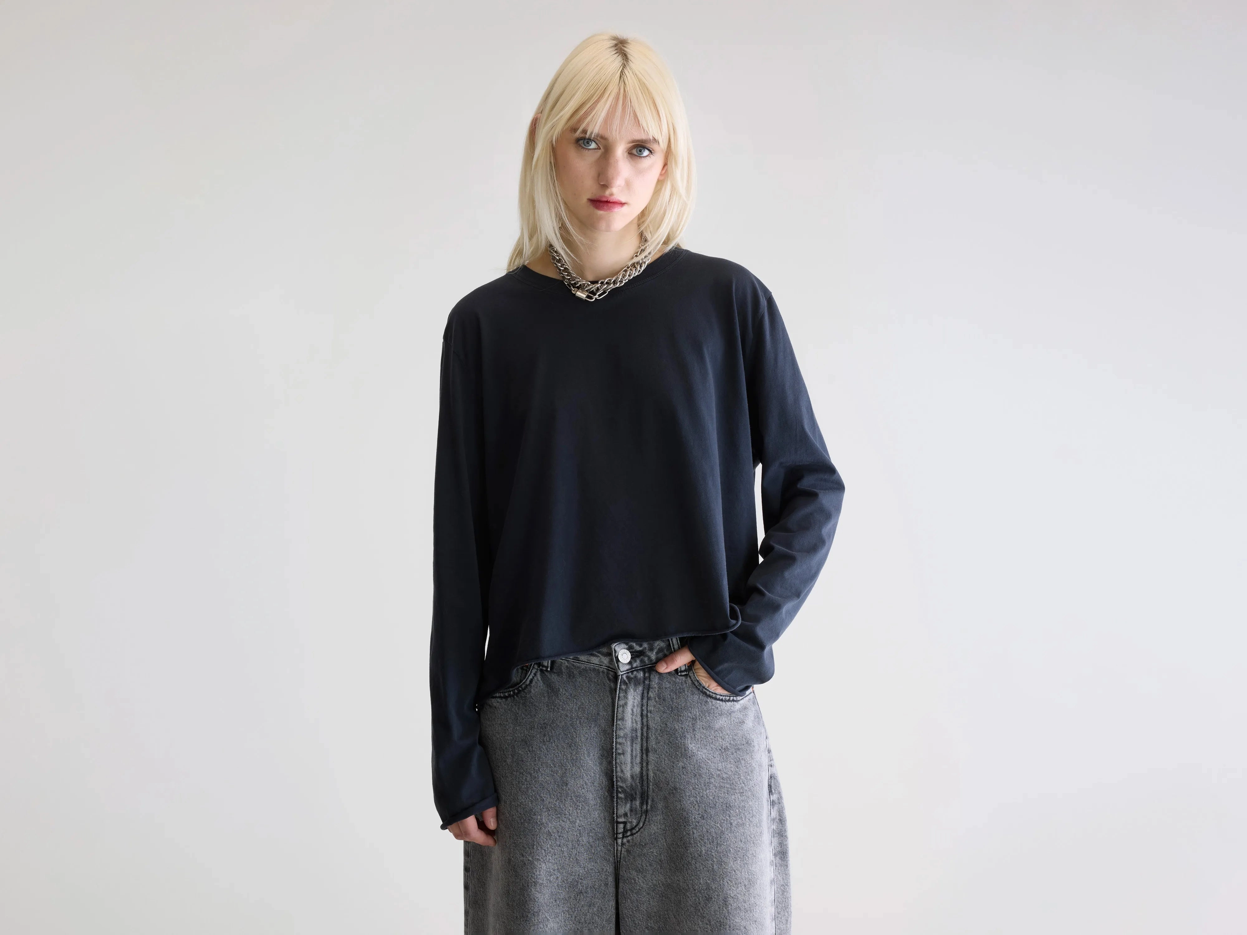 Multipurpose Layering Piece LightReflective Fercy long-sleeve t-shirt (252 / W / BLACK BLUE)