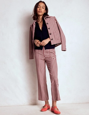 Smart 7/8 Trousers-Chestnut Gingham Lightweight Material