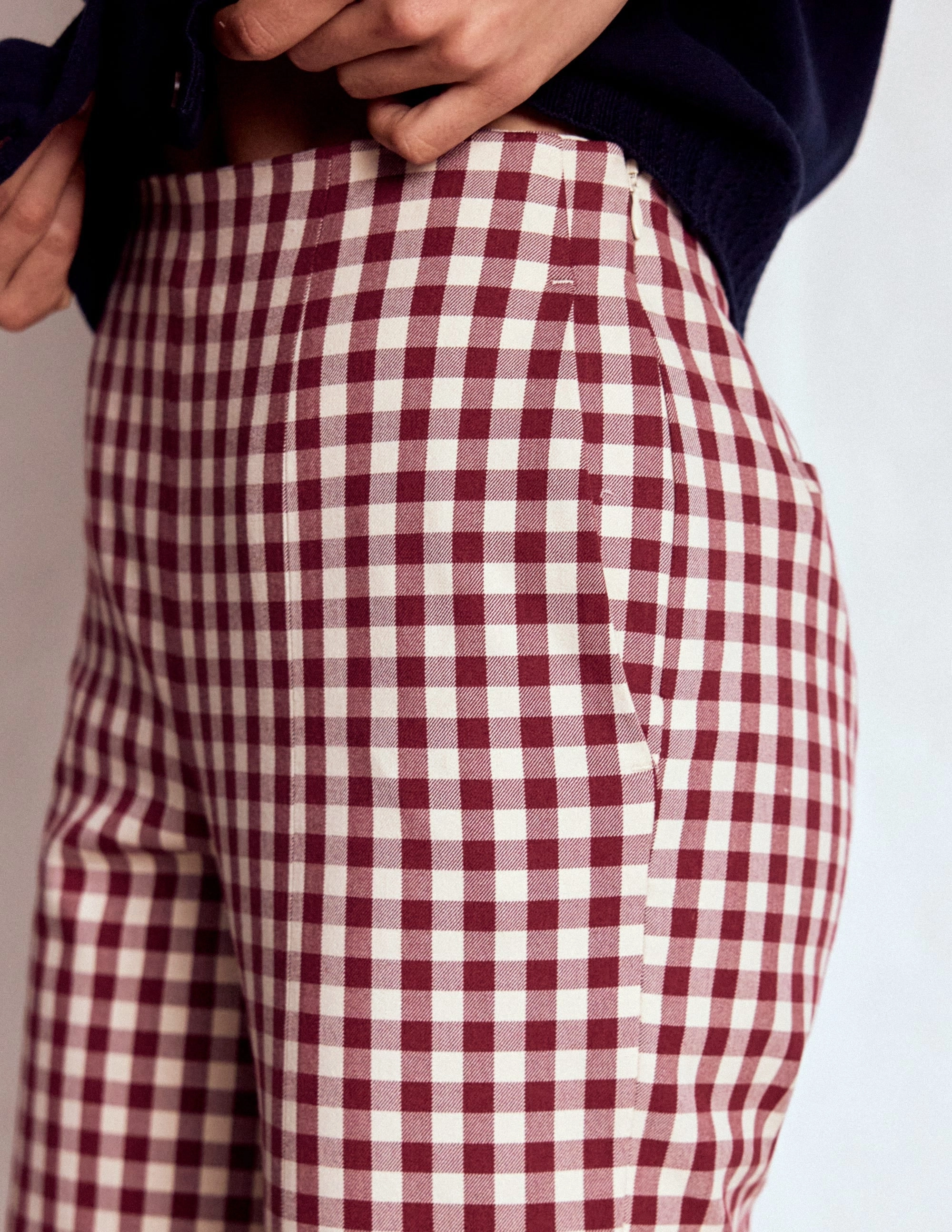 Smart 7/8 Trousers-Chestnut Gingham Smart Layer
