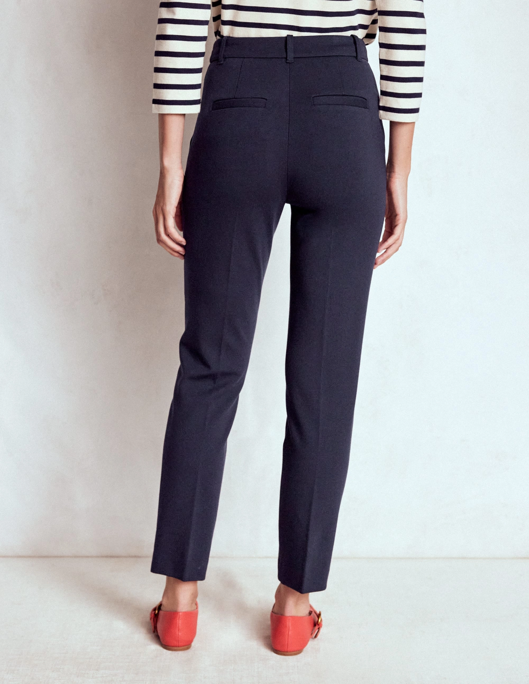 Ventilated Panels Highgate Ponte Trousers-Navy