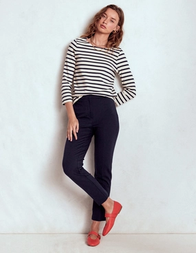 Formal Look Relaxed Wear Highgate Ponte Trousers-Navy