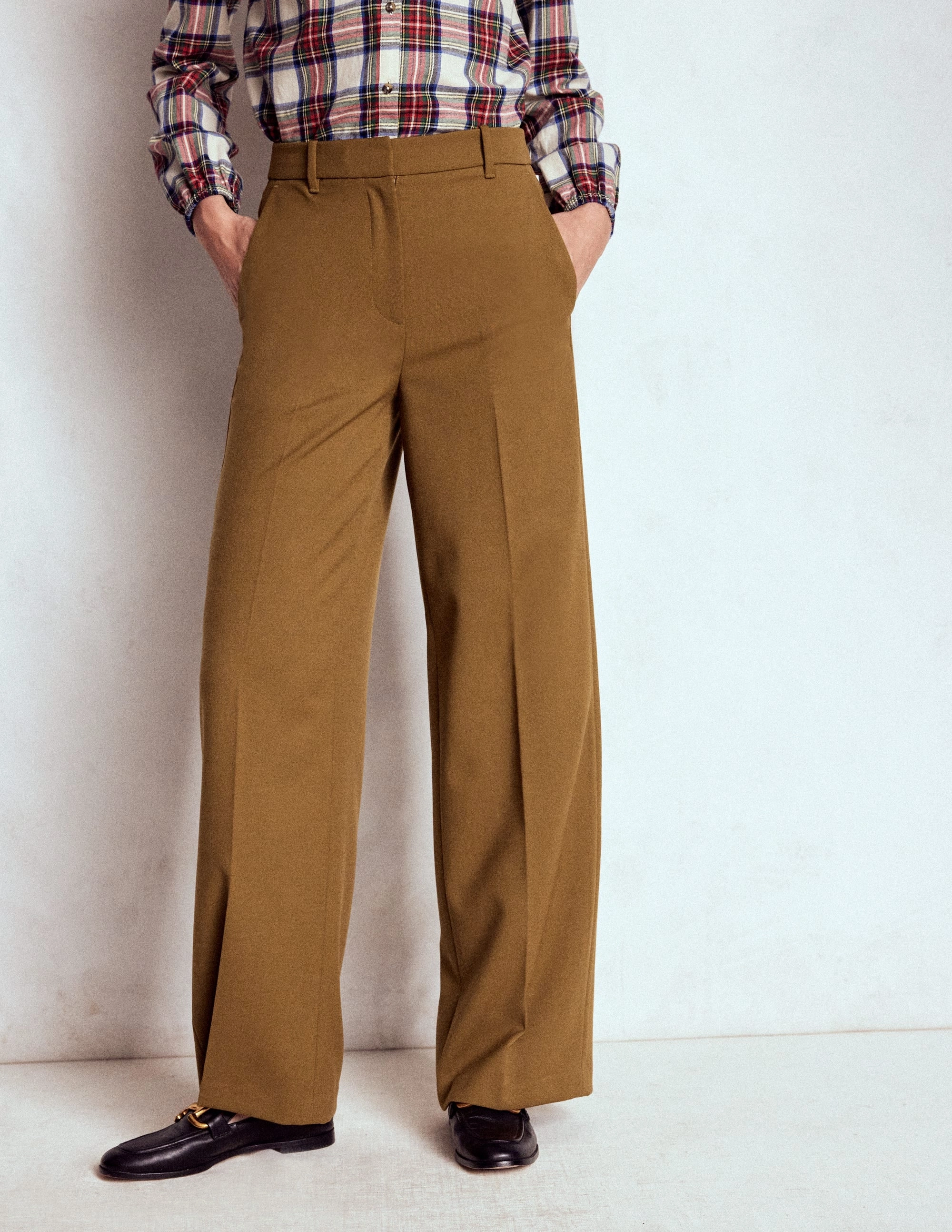 Belgravia Tailored Trousers-Tobacco Stylish Waistband