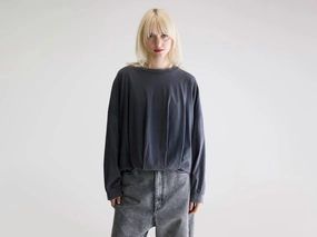Flam long-sleeve t-shirt (252 / W / BLACK BEAUTY) BambooBlend AntiPill Texture