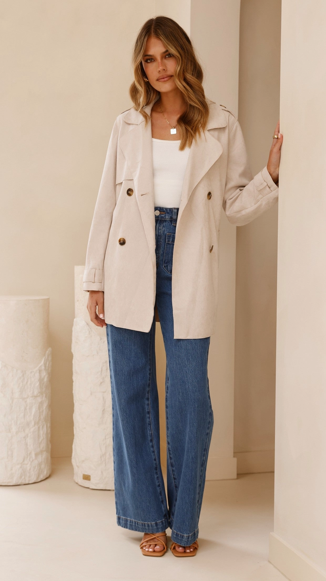 Jaya Coat - Natural DetachableLining SoftInnerLayer