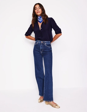 High Rise Column Leg Jeans-Dark Vintage Tagless label