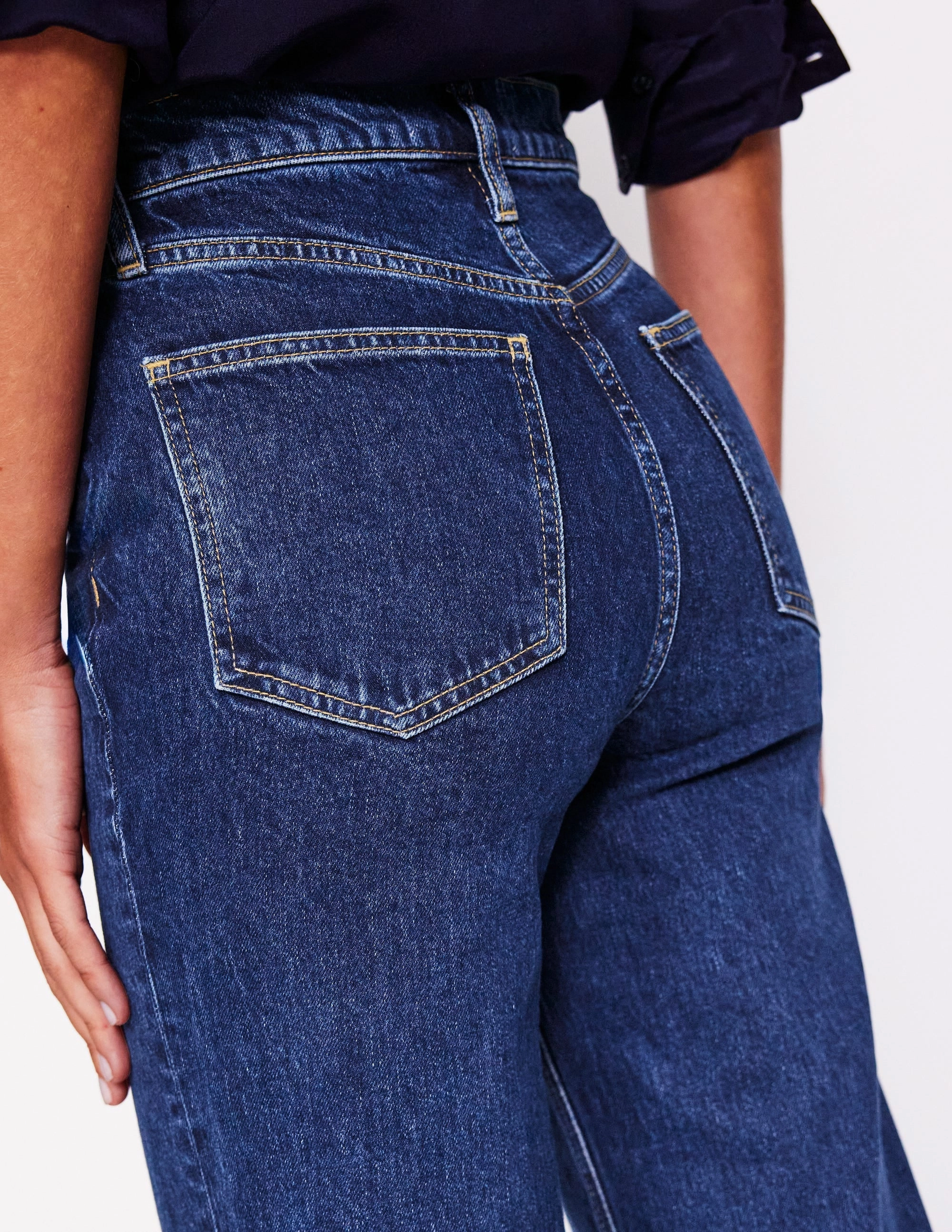 High Rise Column Leg Jeans-Dark Vintage FlexibleStretchWeave