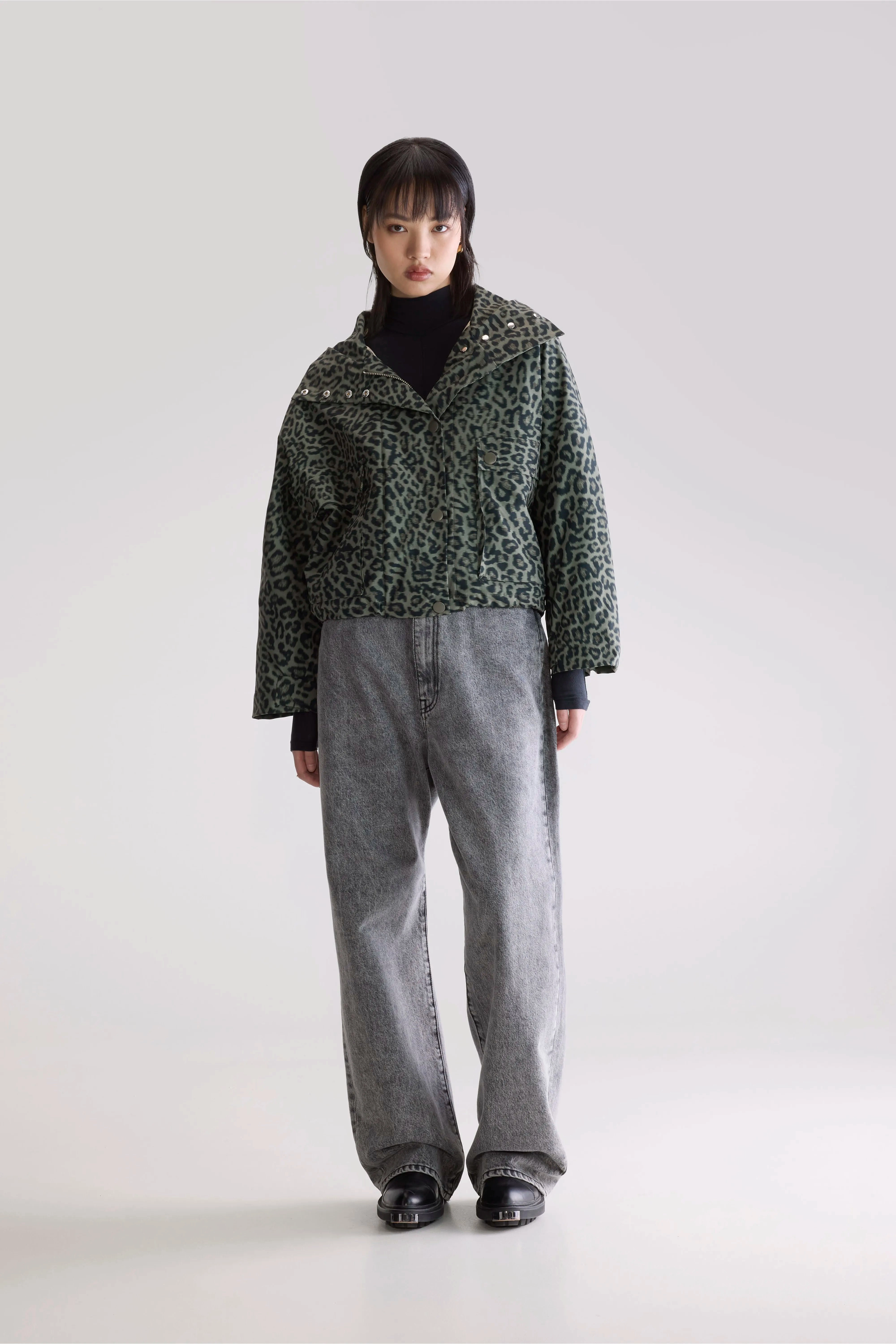 Jenna hooded jacket (252 / W / COMBO A) Mid Length Cut