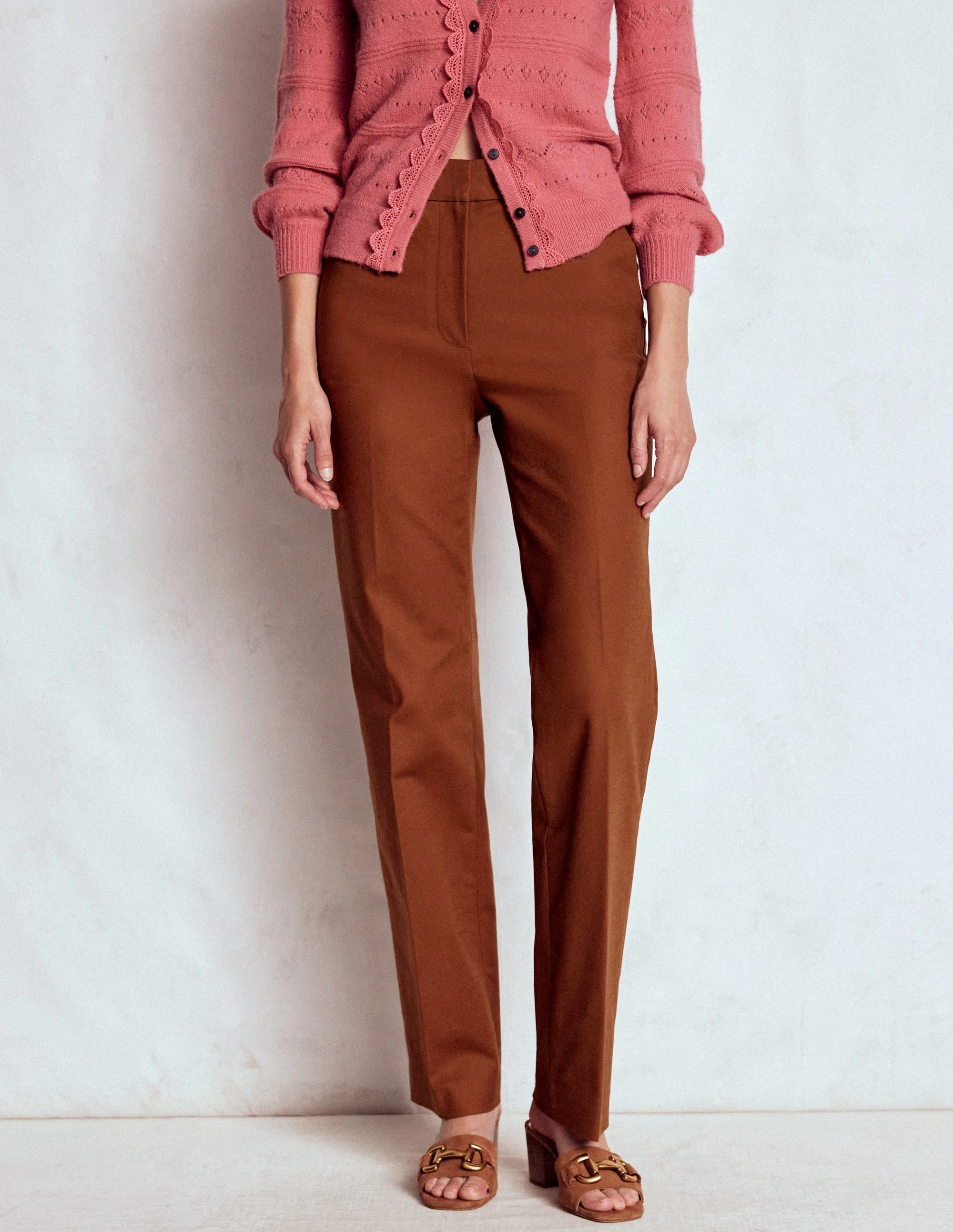 Ripstop Texture Mesh Lined Full Length Canonbury Trousers-Russet