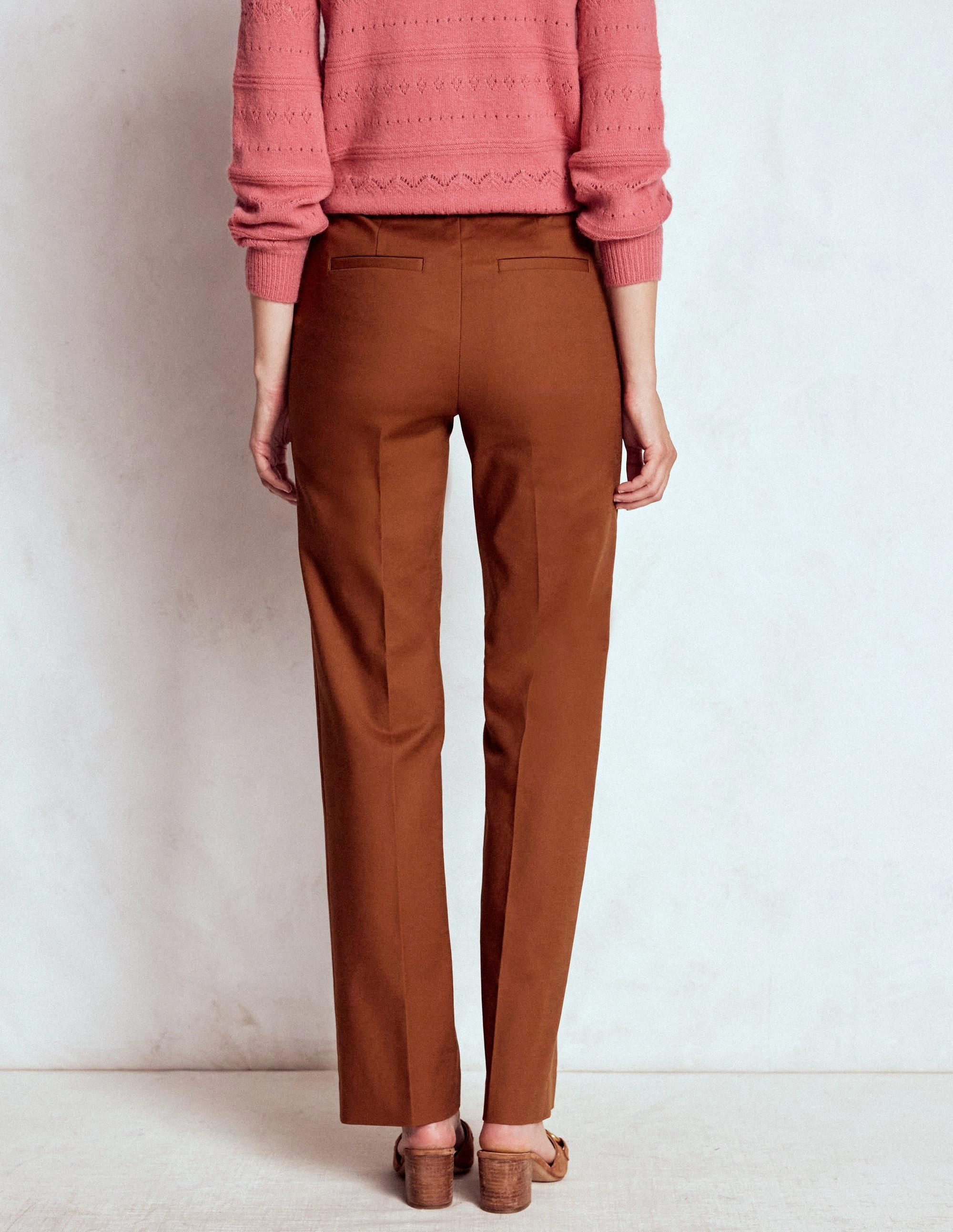 Comfortable Cut Full Length Canonbury Trousers-Russet